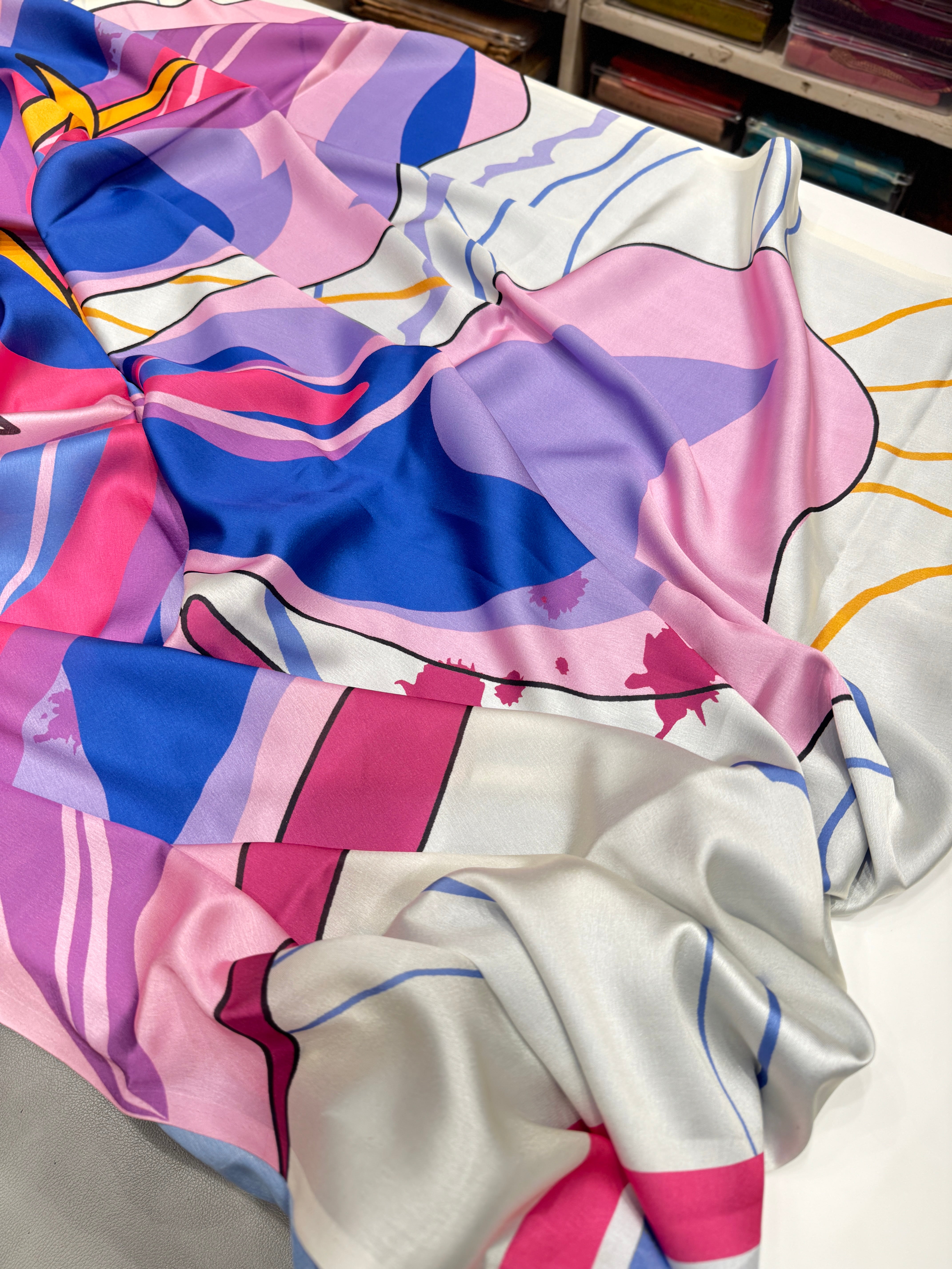 Cherry Blossom Inspire Printed Satin Silk Saree