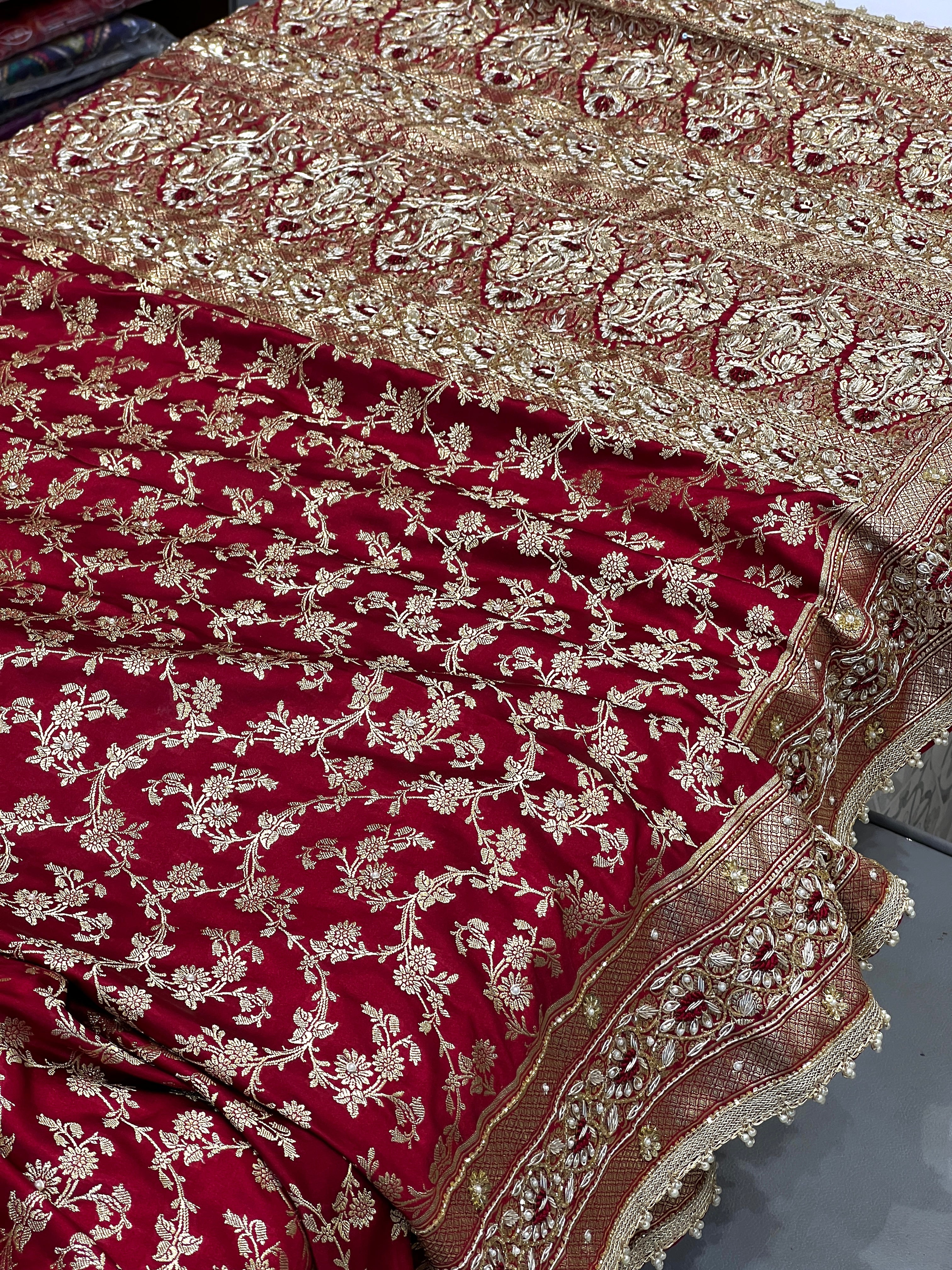 Maroon Banarasi Silk Resham Embroidery Saree