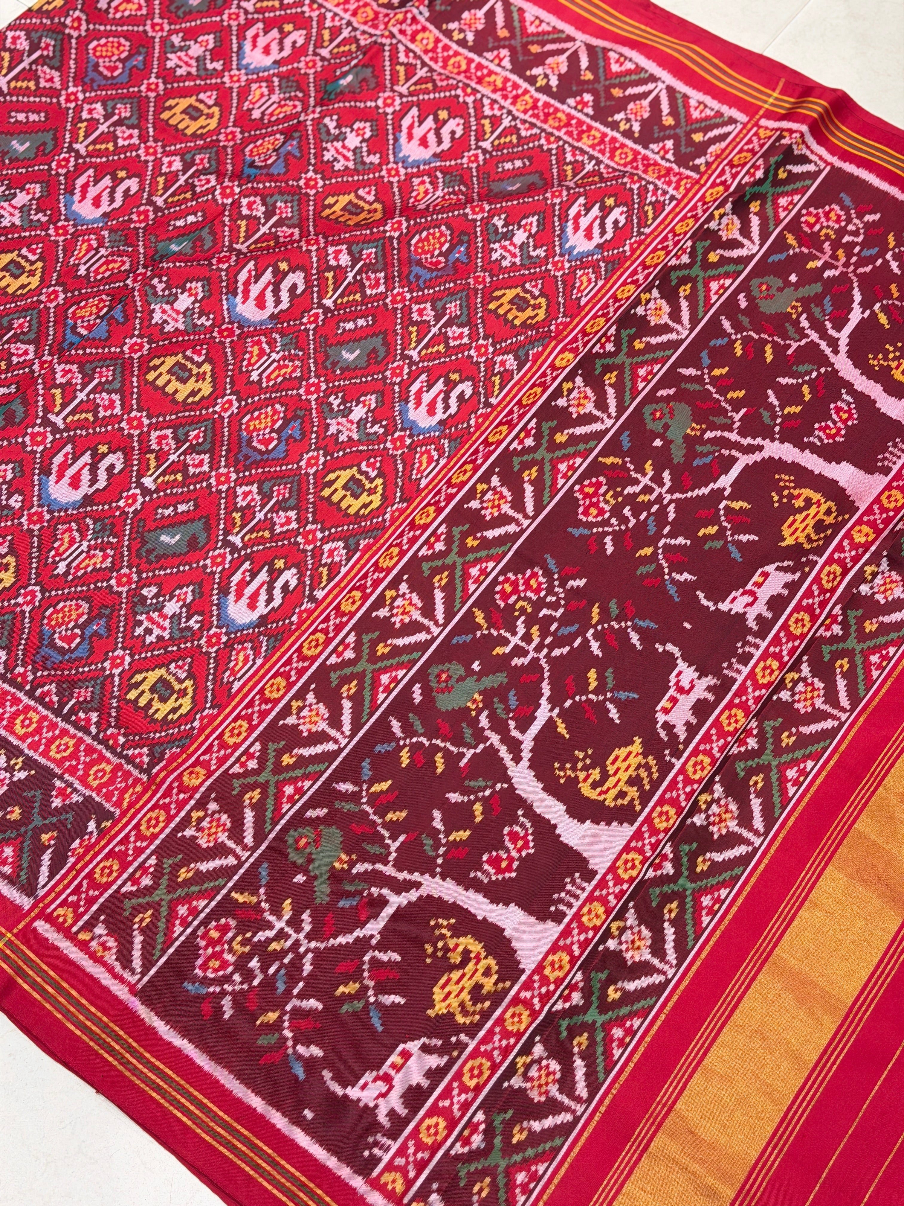 Red Narikunjar Patan Patola Handloom Saree