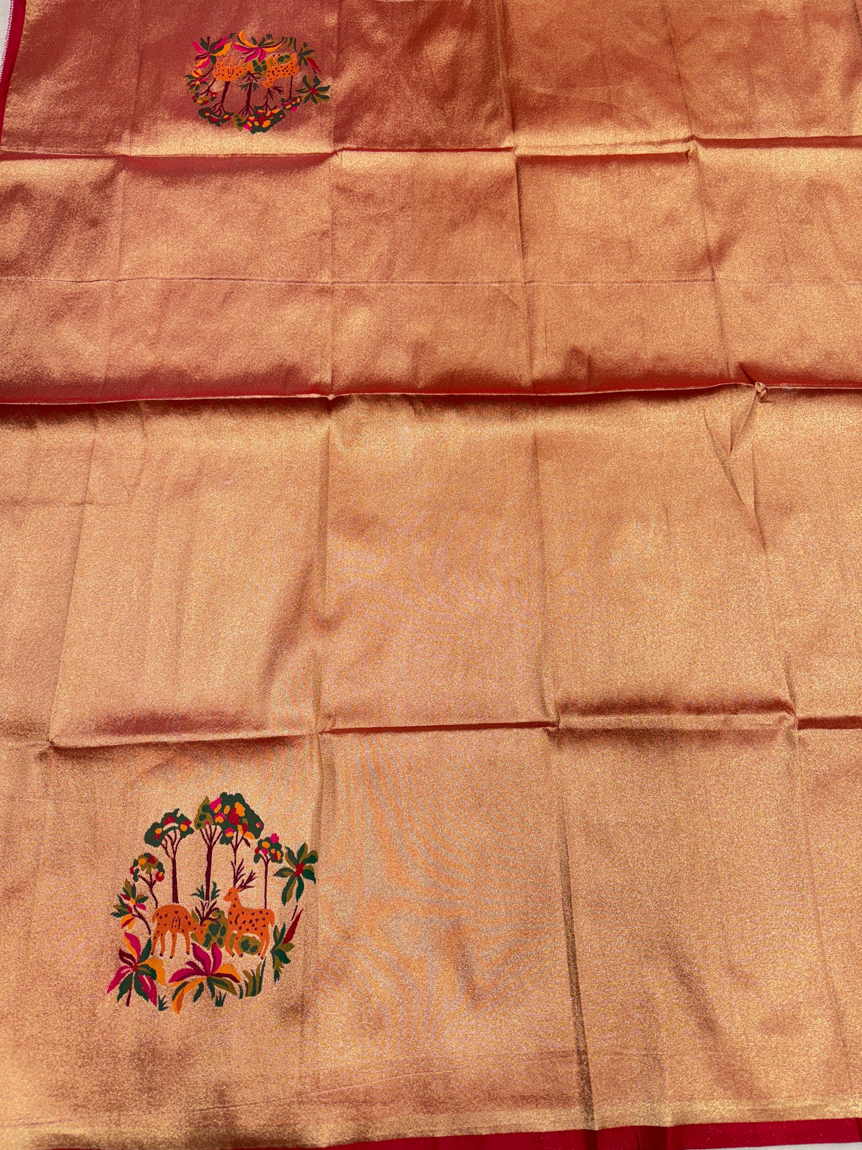 Deer Motif Tissue Paithani Blouse Piece