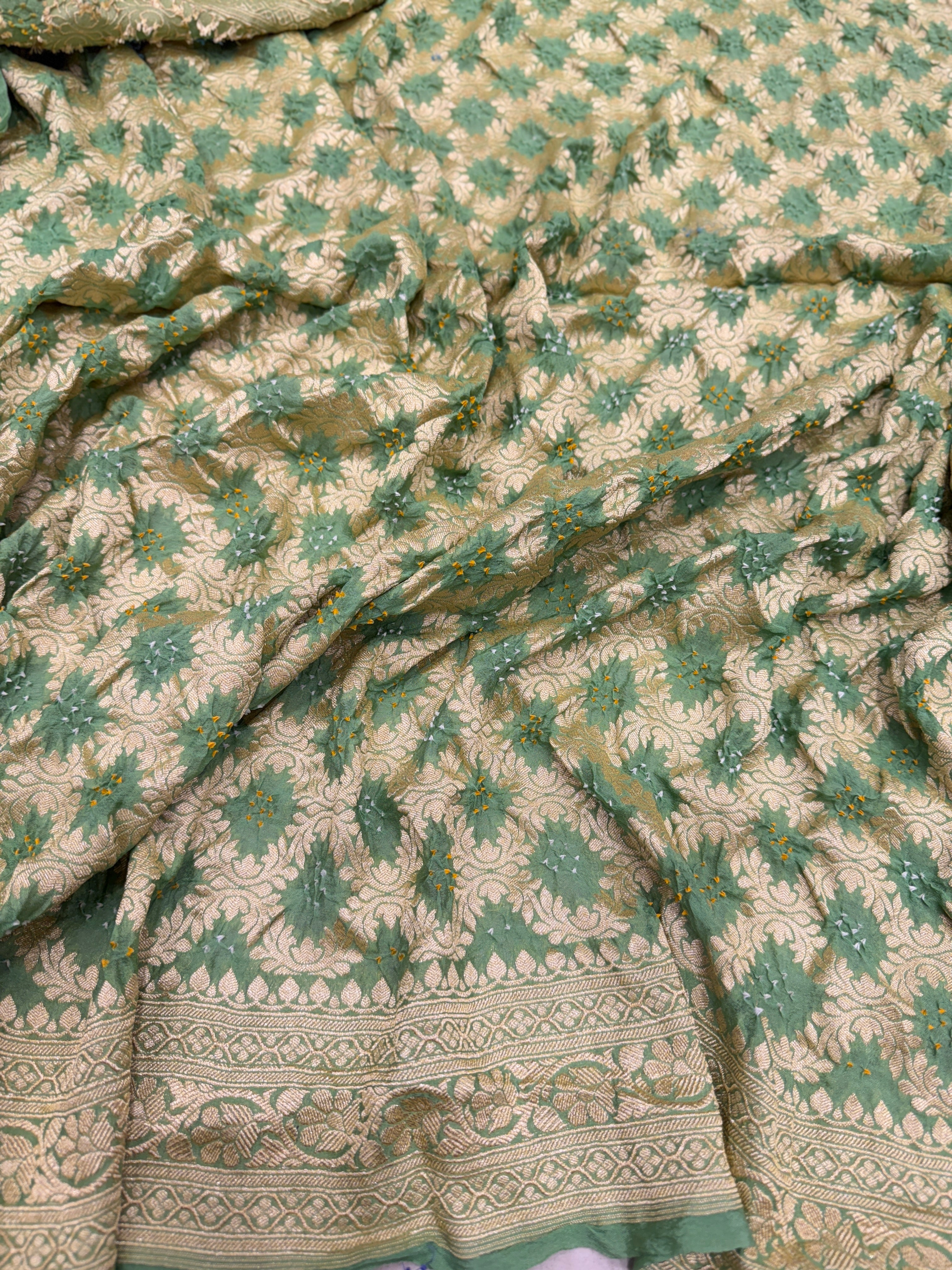 Light Green Bandhej Bandhini Saree