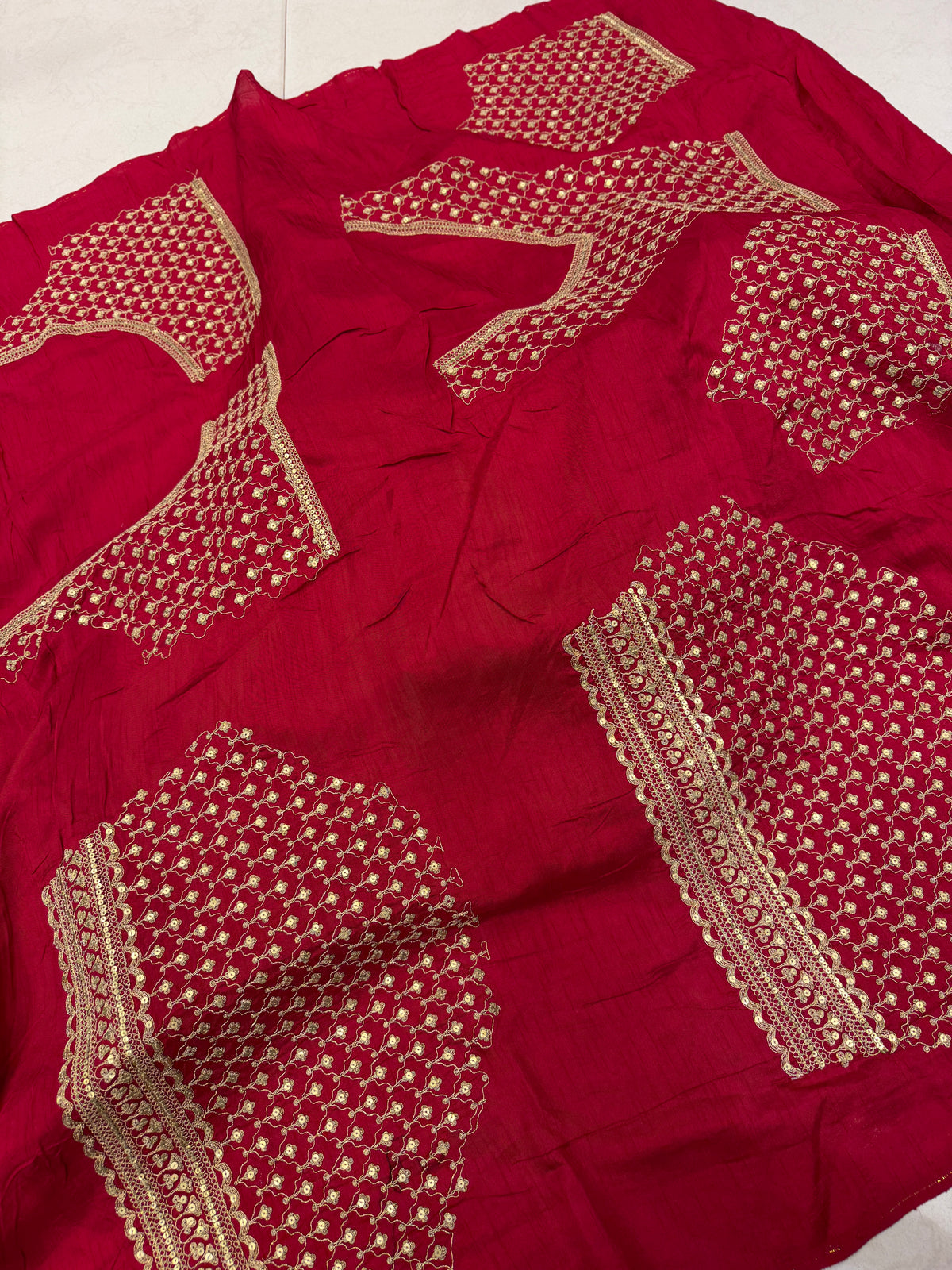 Red Heavy Pallu and Buttis Sabyasachi Inspired Marodi Embroidery Zardosi Saree