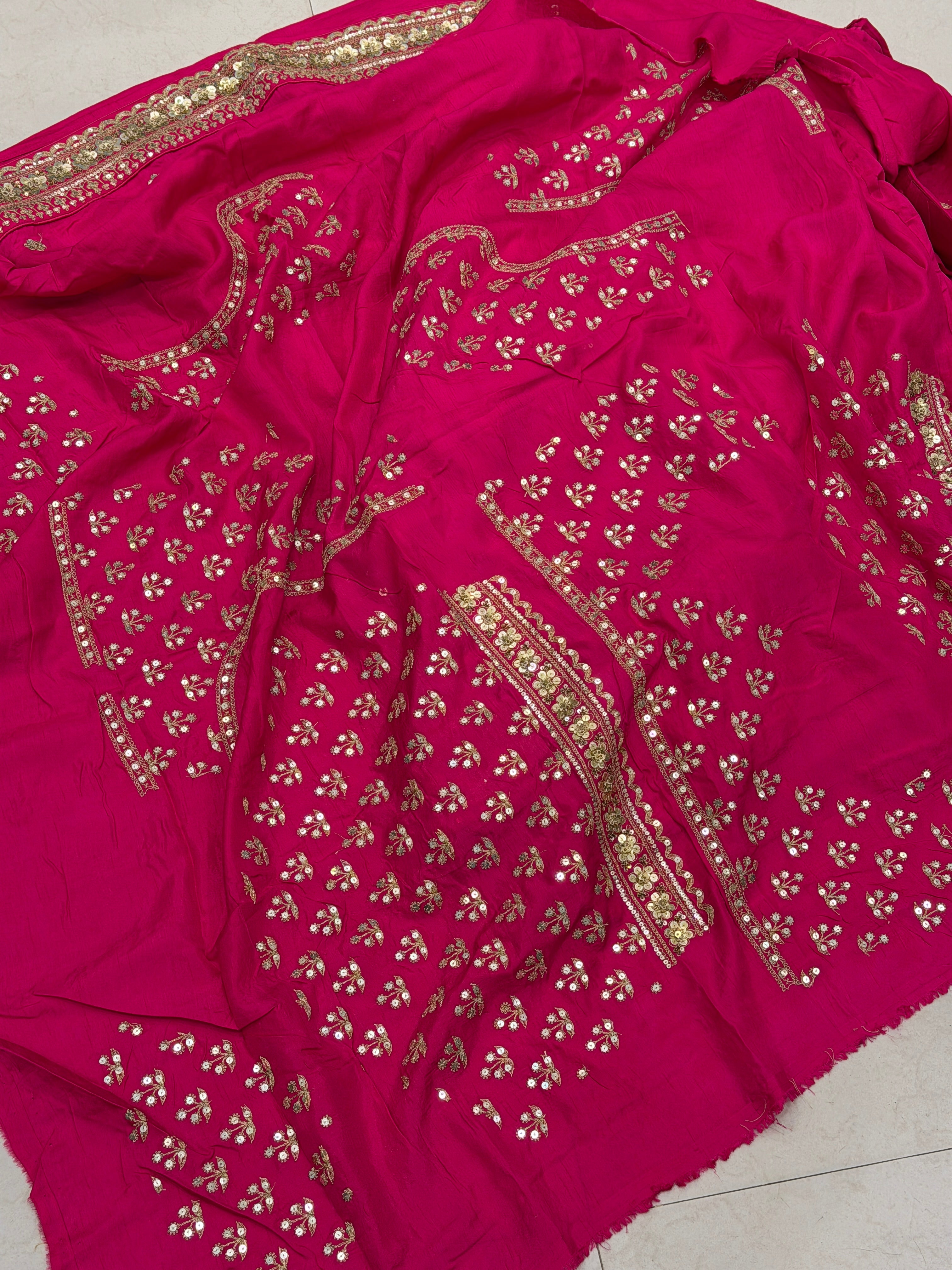 Rani Pink Marodi Embroidery Pure Silk Saree