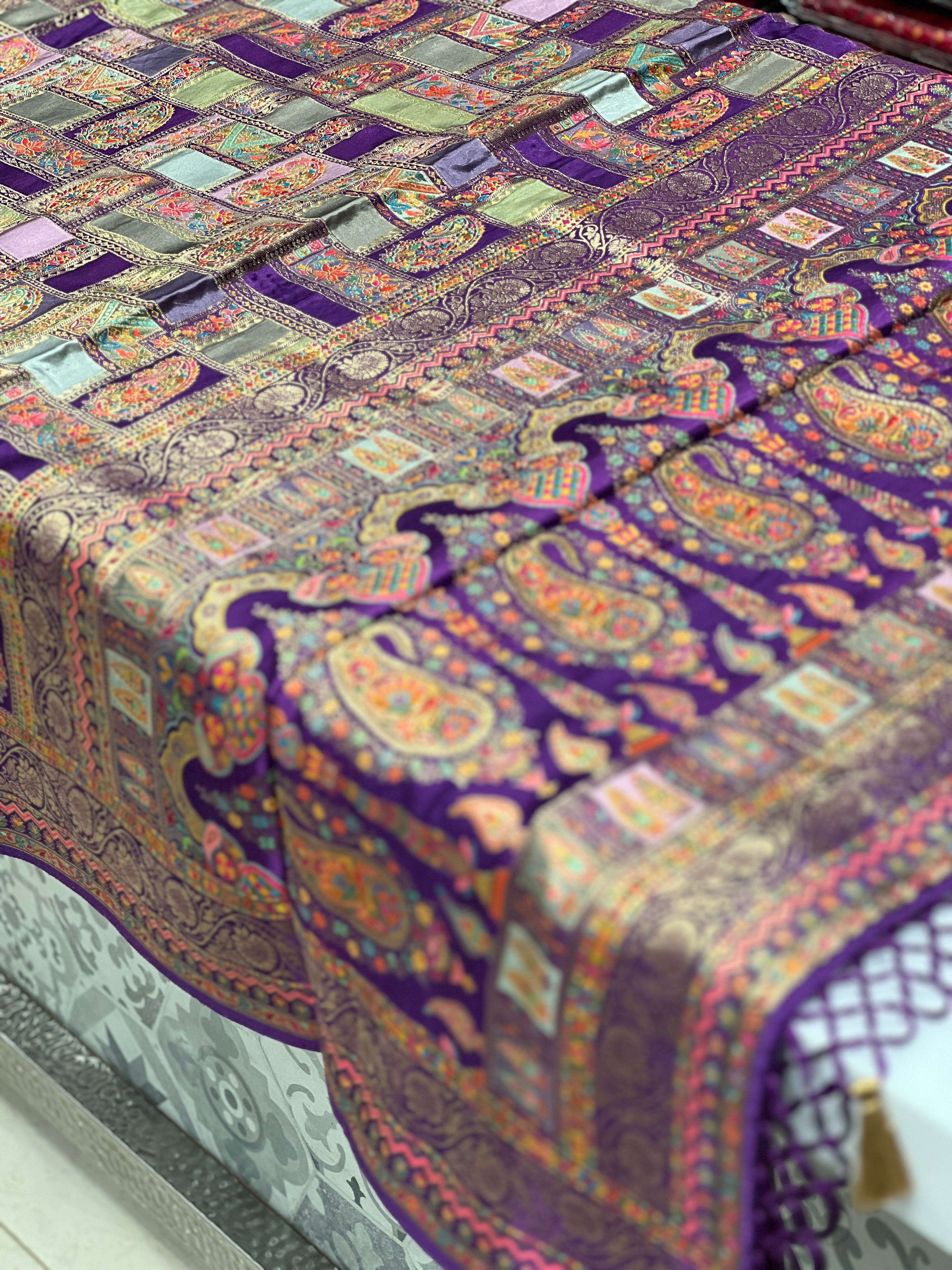 Purple Banarasi Check Modal Rangkat Saree