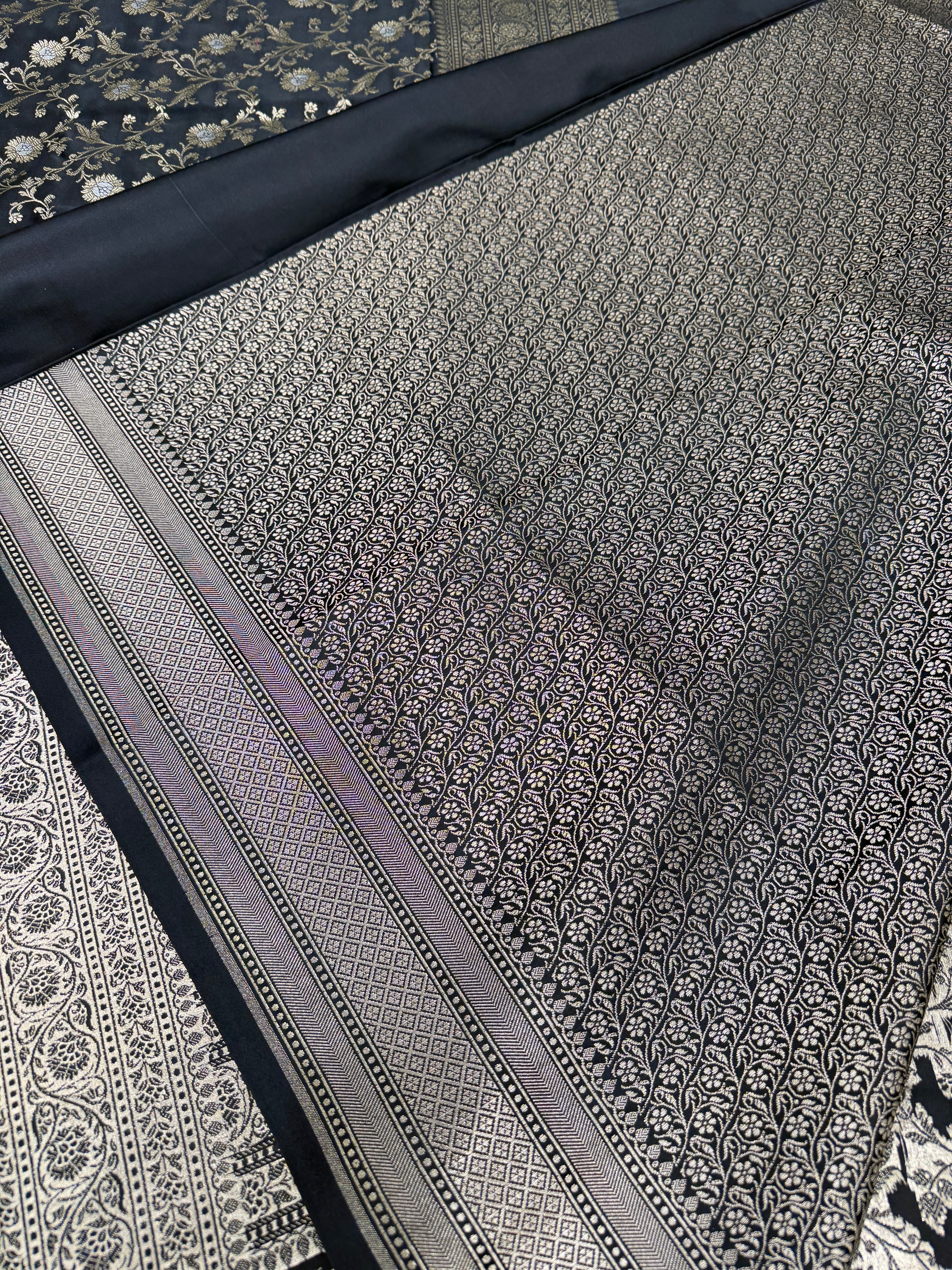 Black Sona Roopa Intricate Jaal Banarasi Silk Saree