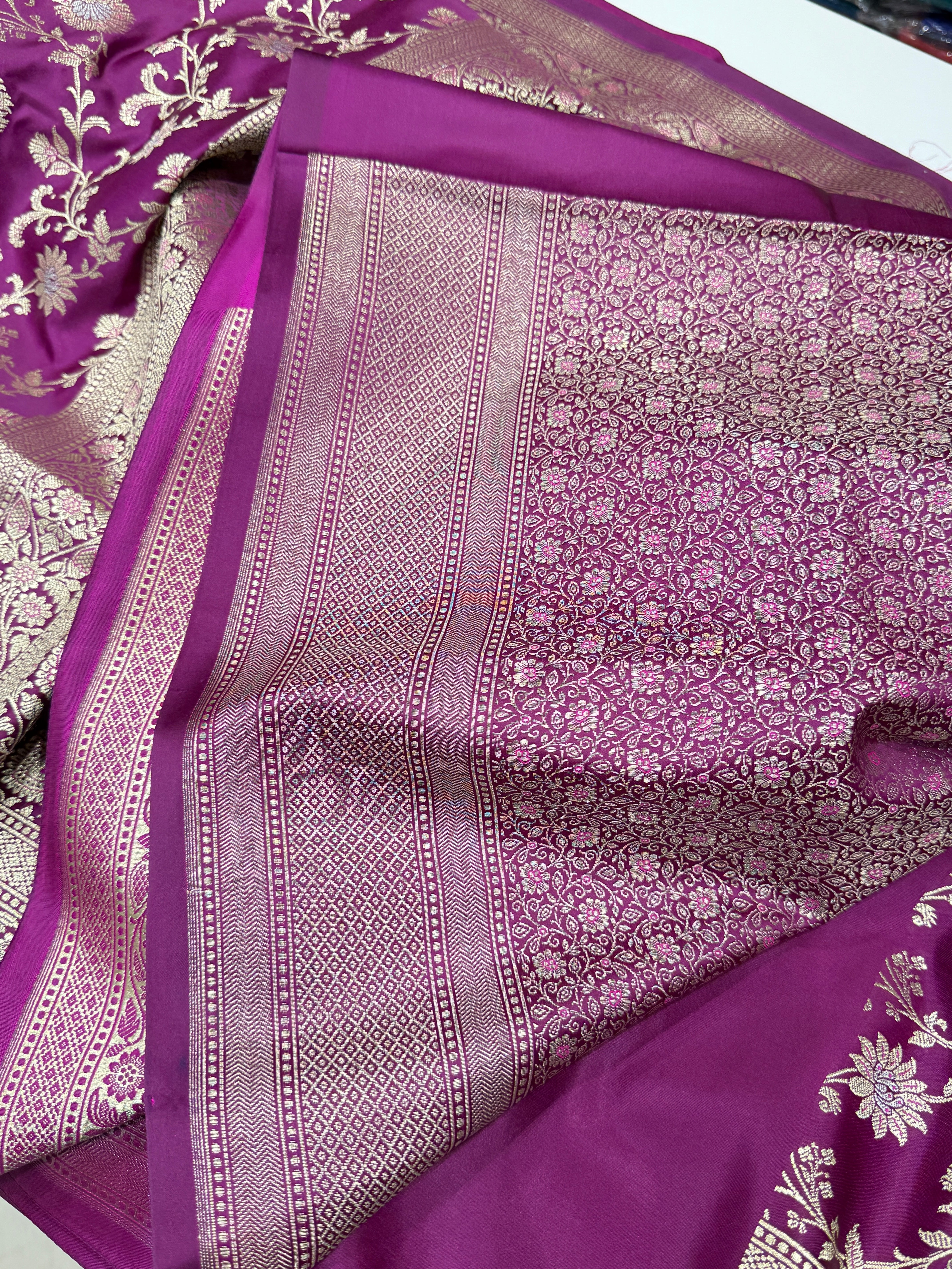Wine Banarasi Silk Small Jaal Saree