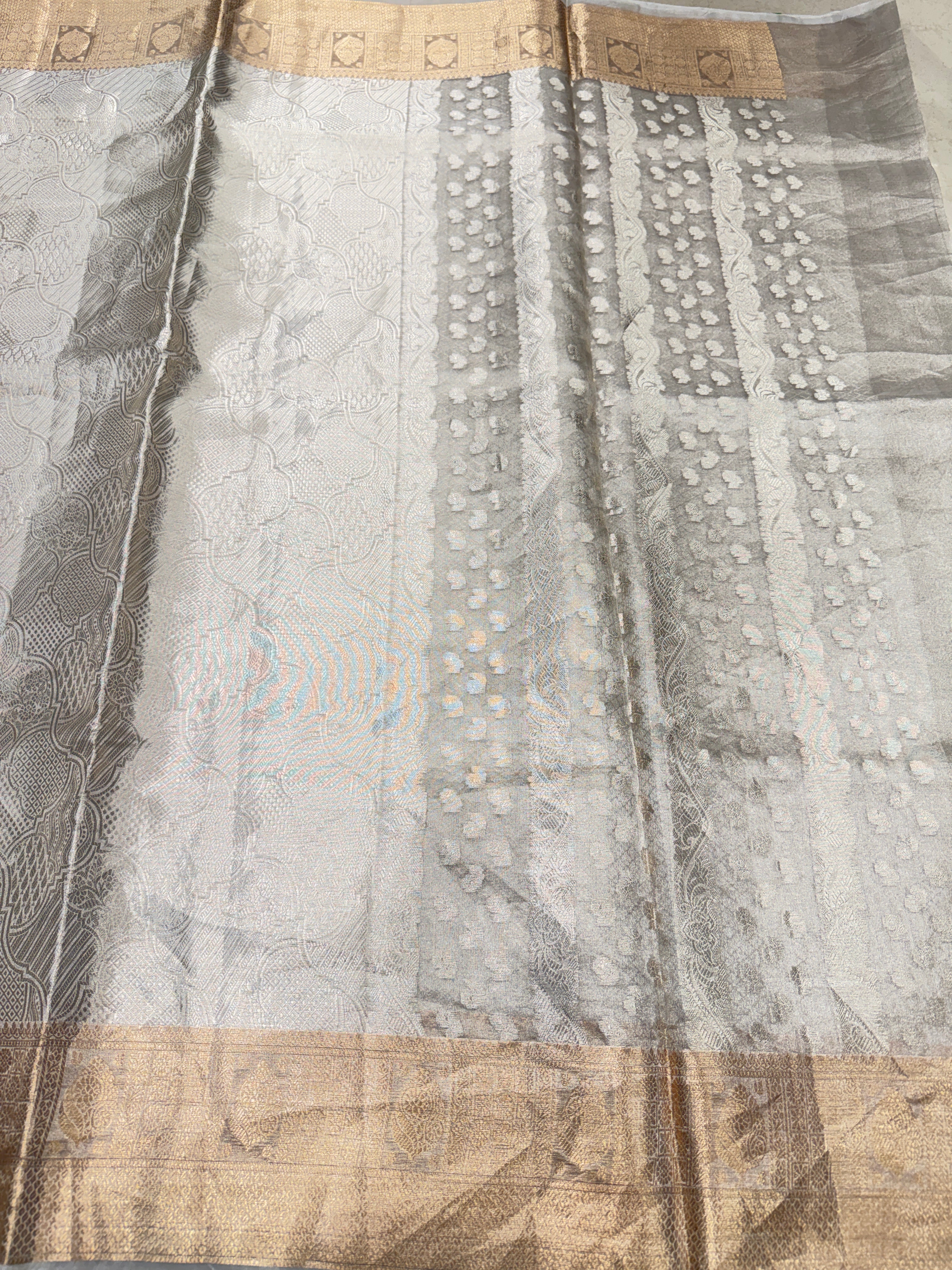 Pure Silver Gold Banarasi Tissue Saree