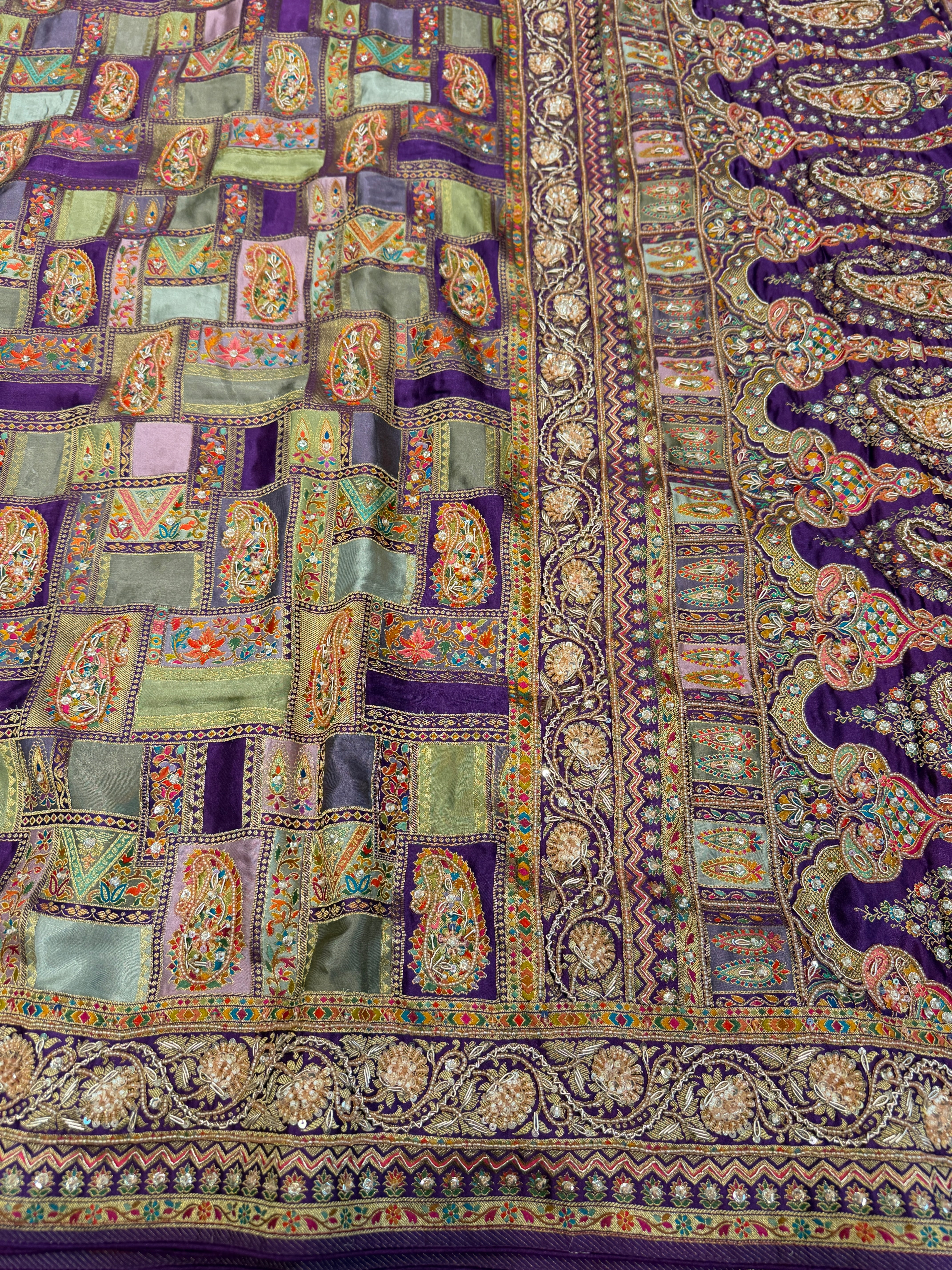 Violet Modal Rangkat Hand Embroidery Moti Sequin Saree