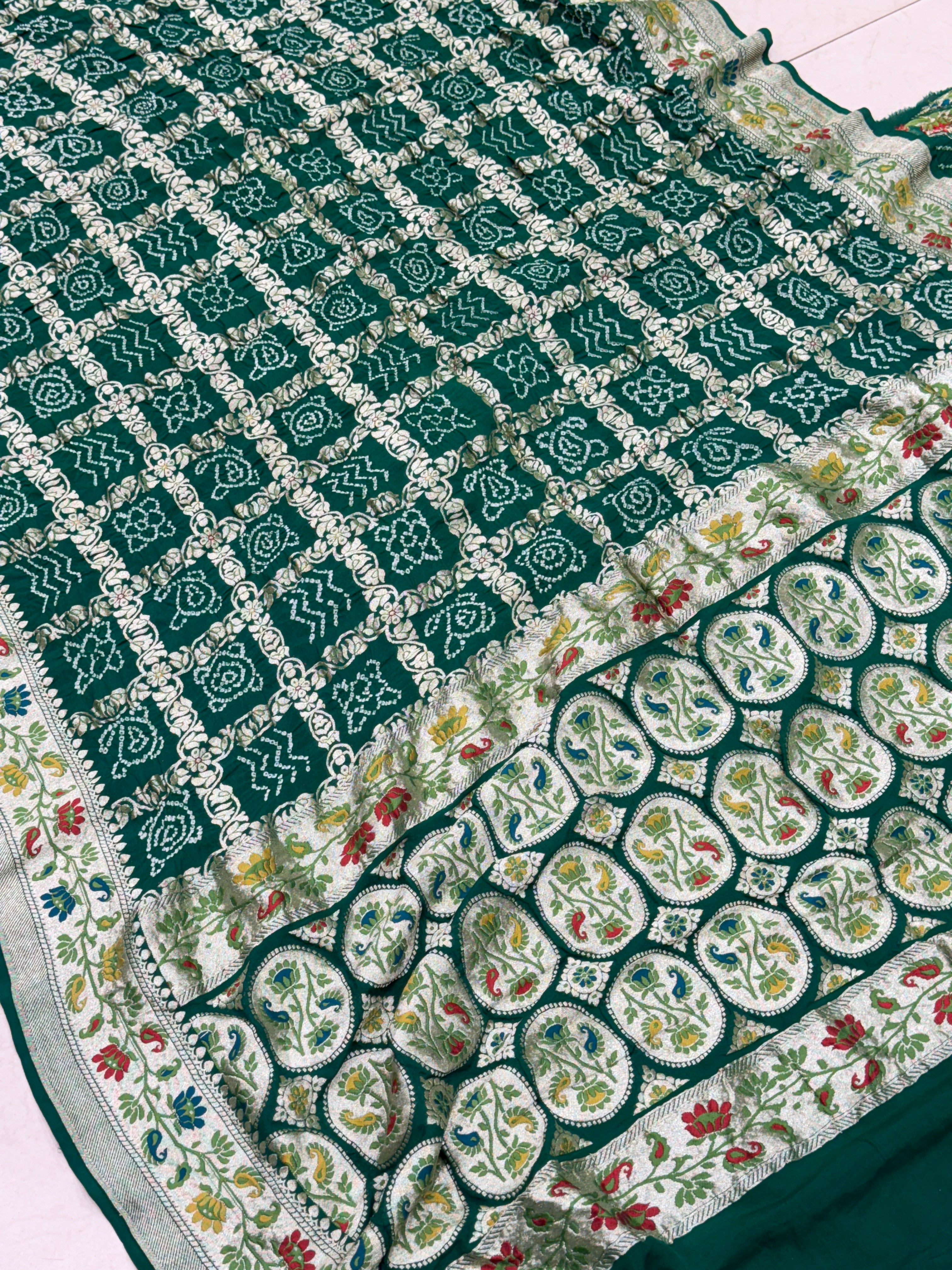 Bottle Meenakari Gharchola Bandhej Saree