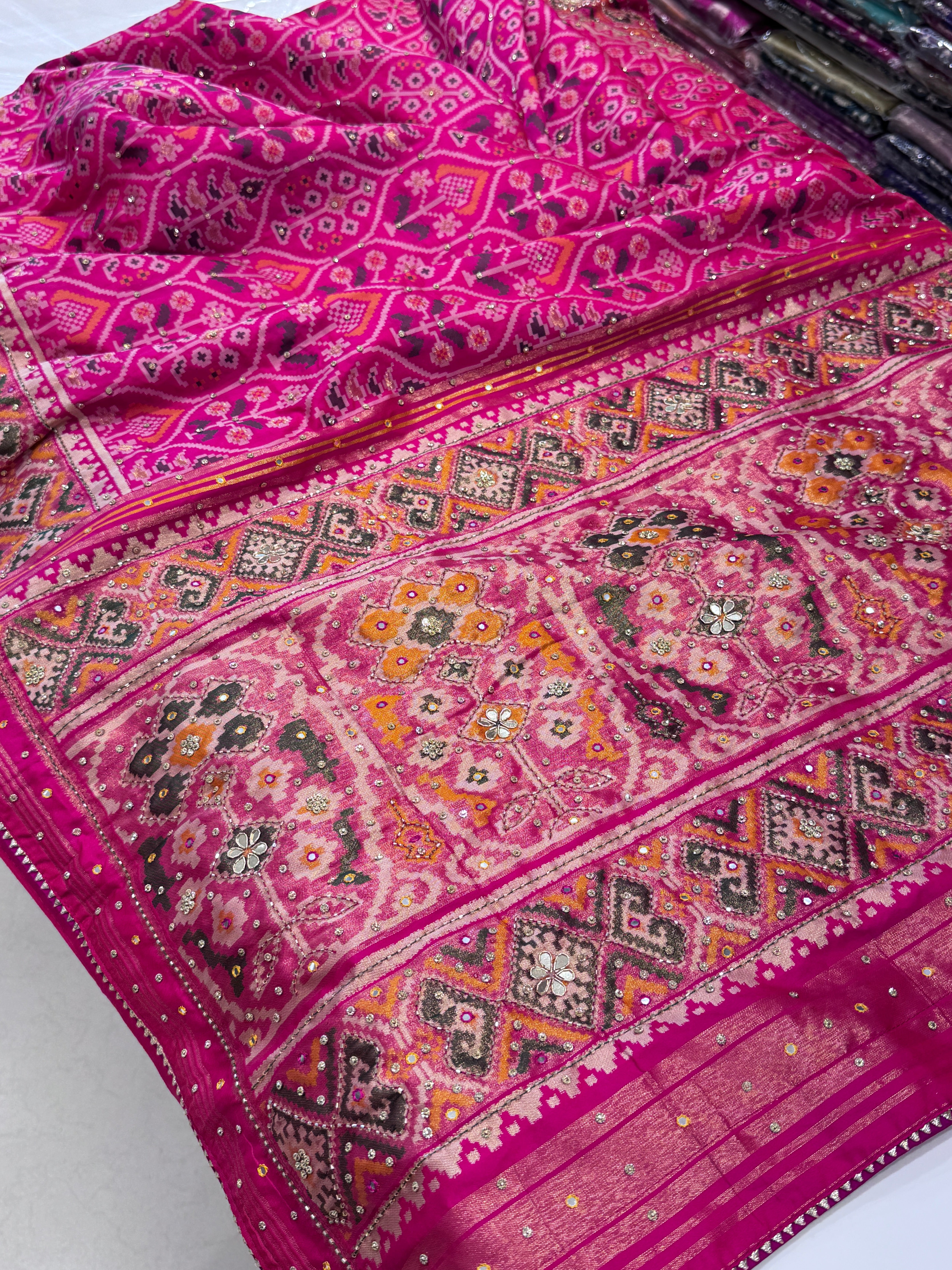 Rani Patola Kutchi Embroidery Saree