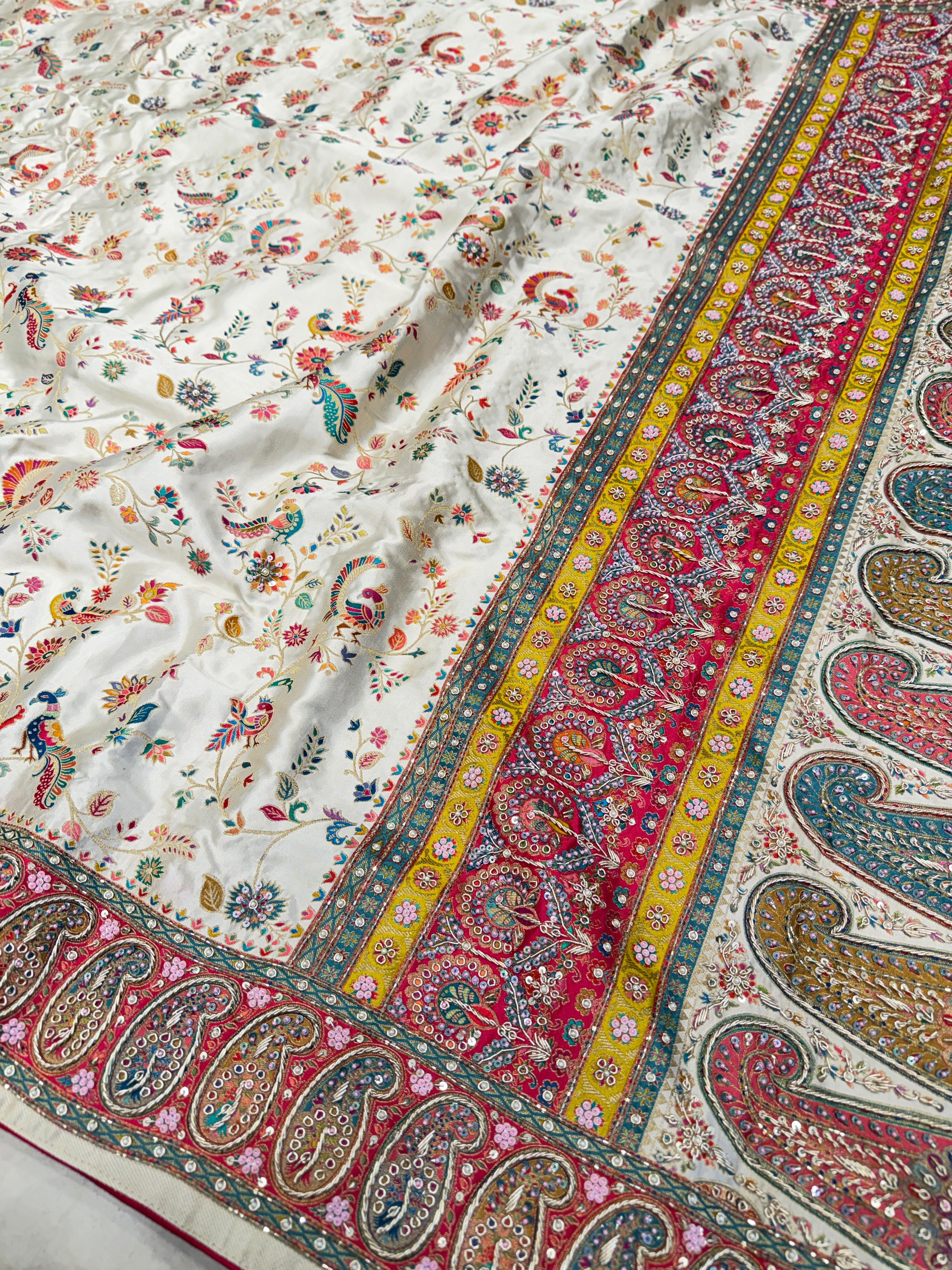 Banarasi Modal Rangkat Zardosi Hand Embroidery Meenakari Saree
