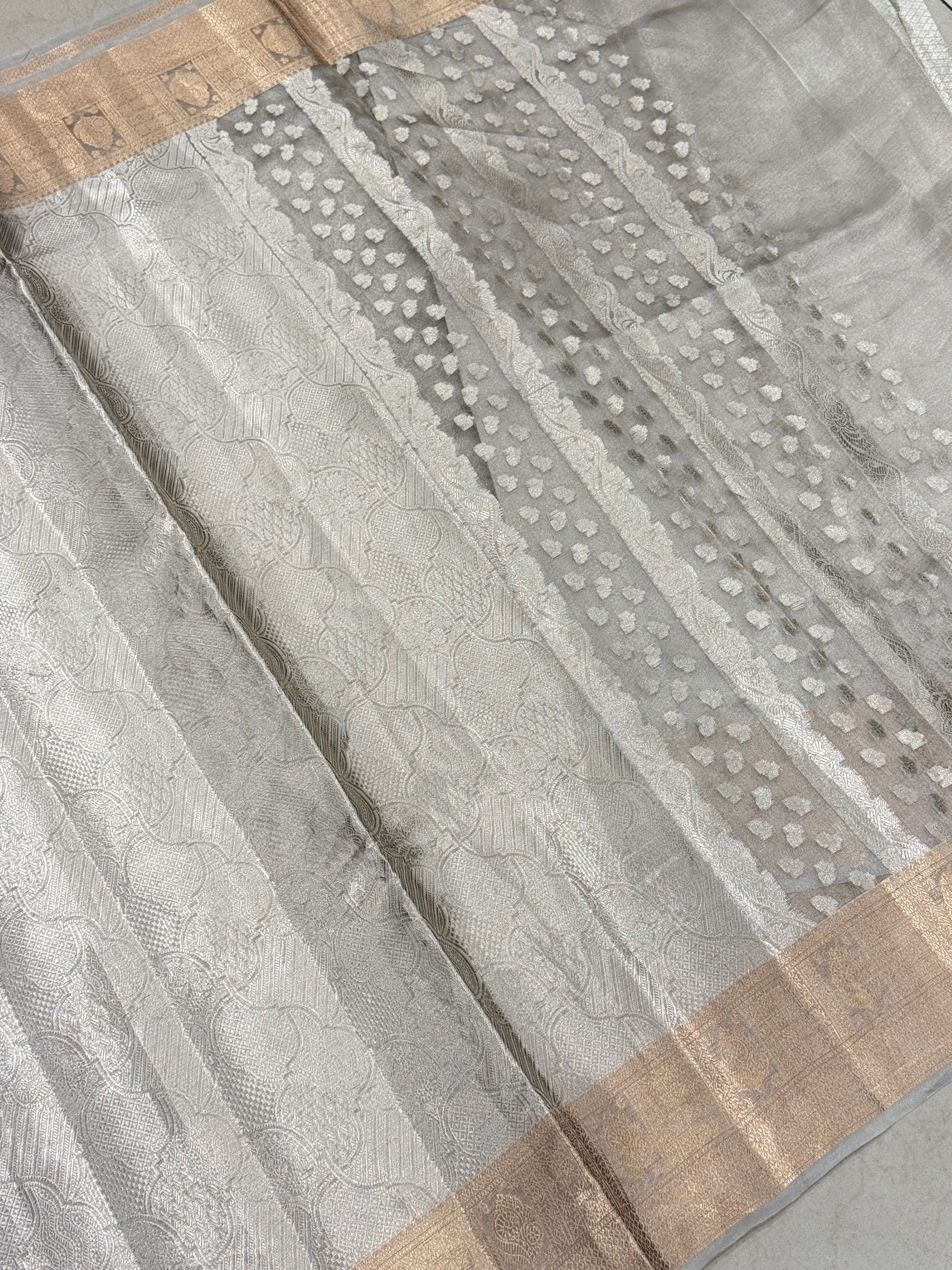 Silver Double Tissue Contemporary Banarasi Saree