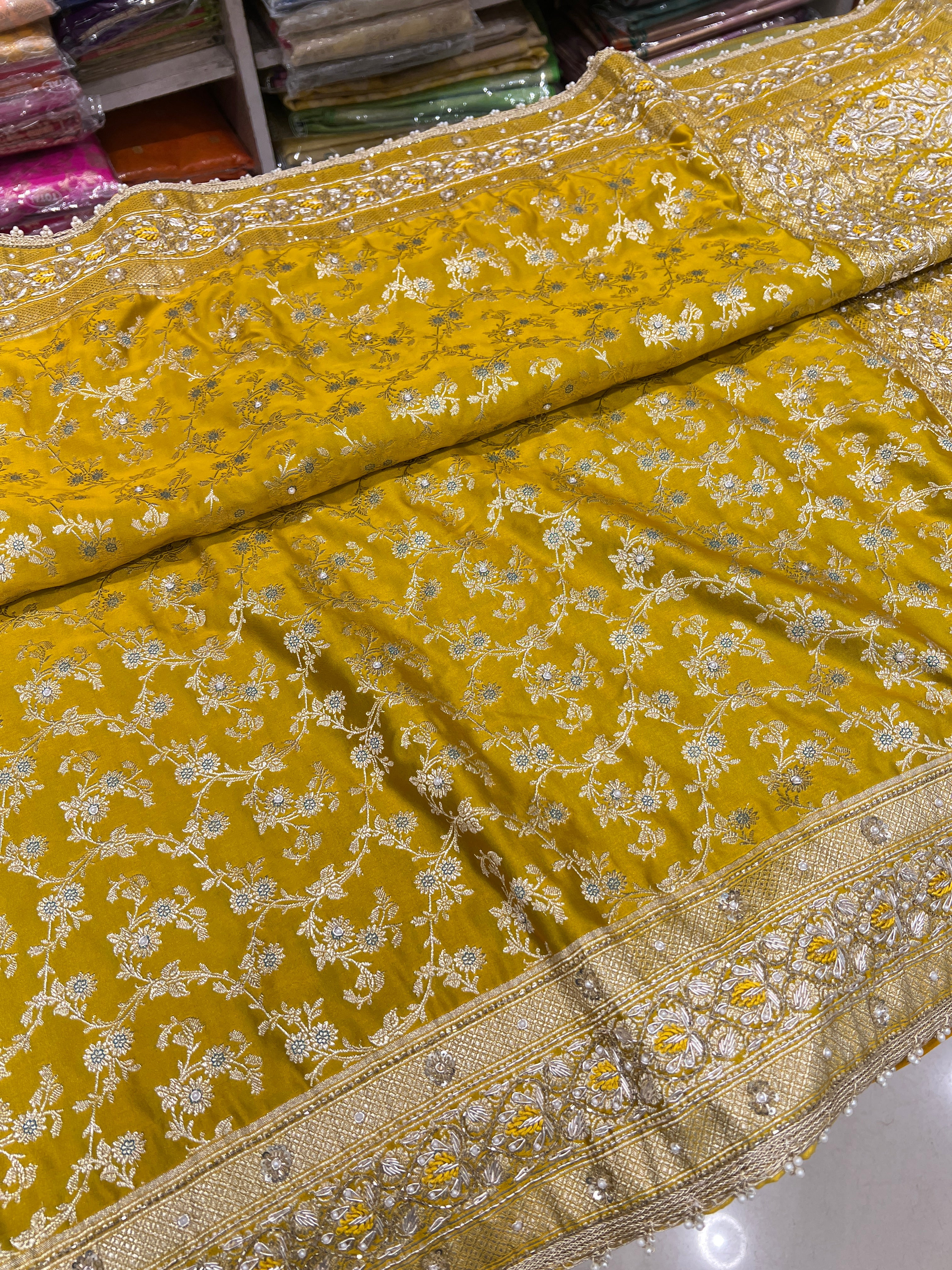 Chatni Colour Banarasi Silk Resham Embroidery Saree