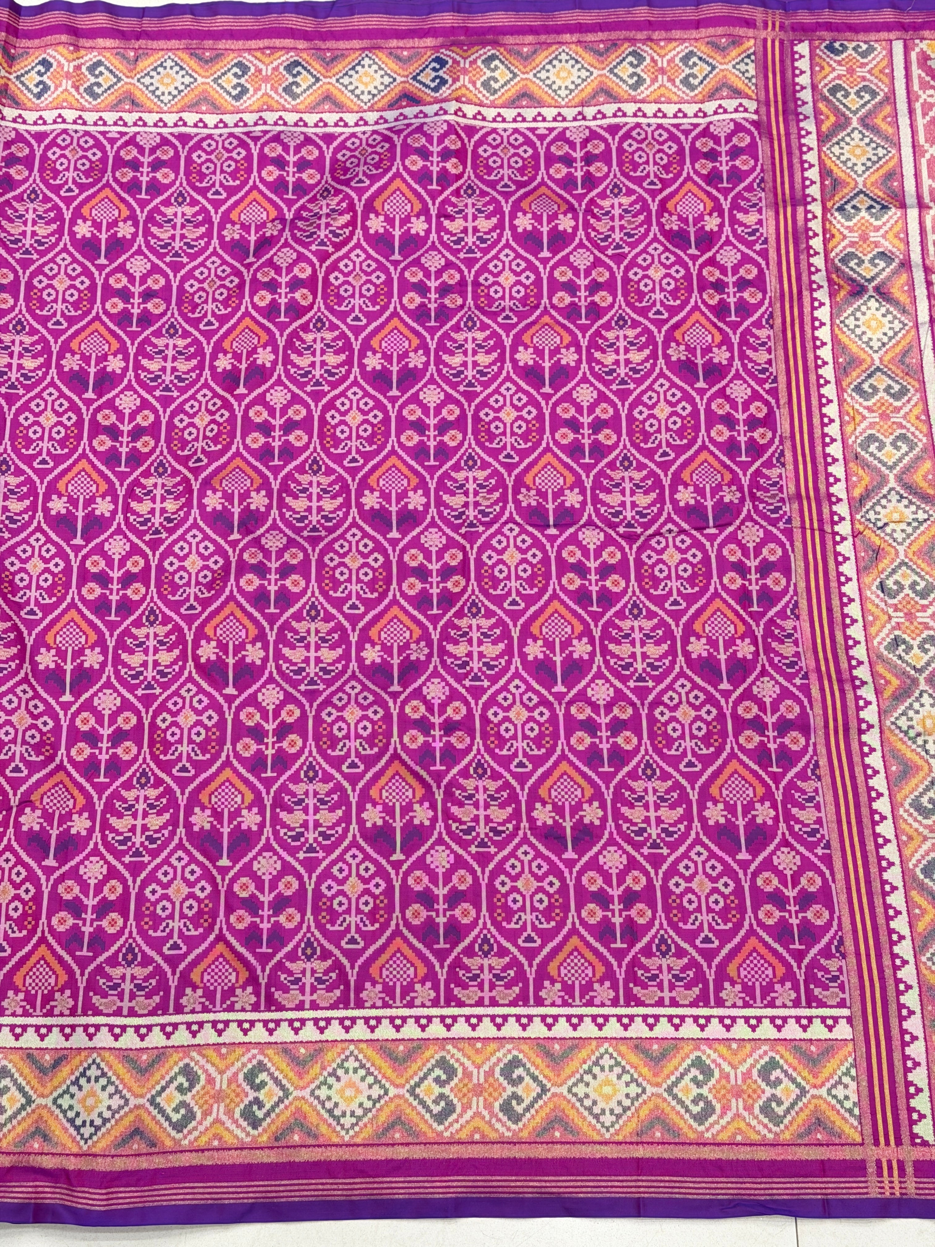 Violet Crown Jaal Semi Silk Patan Patola Saree