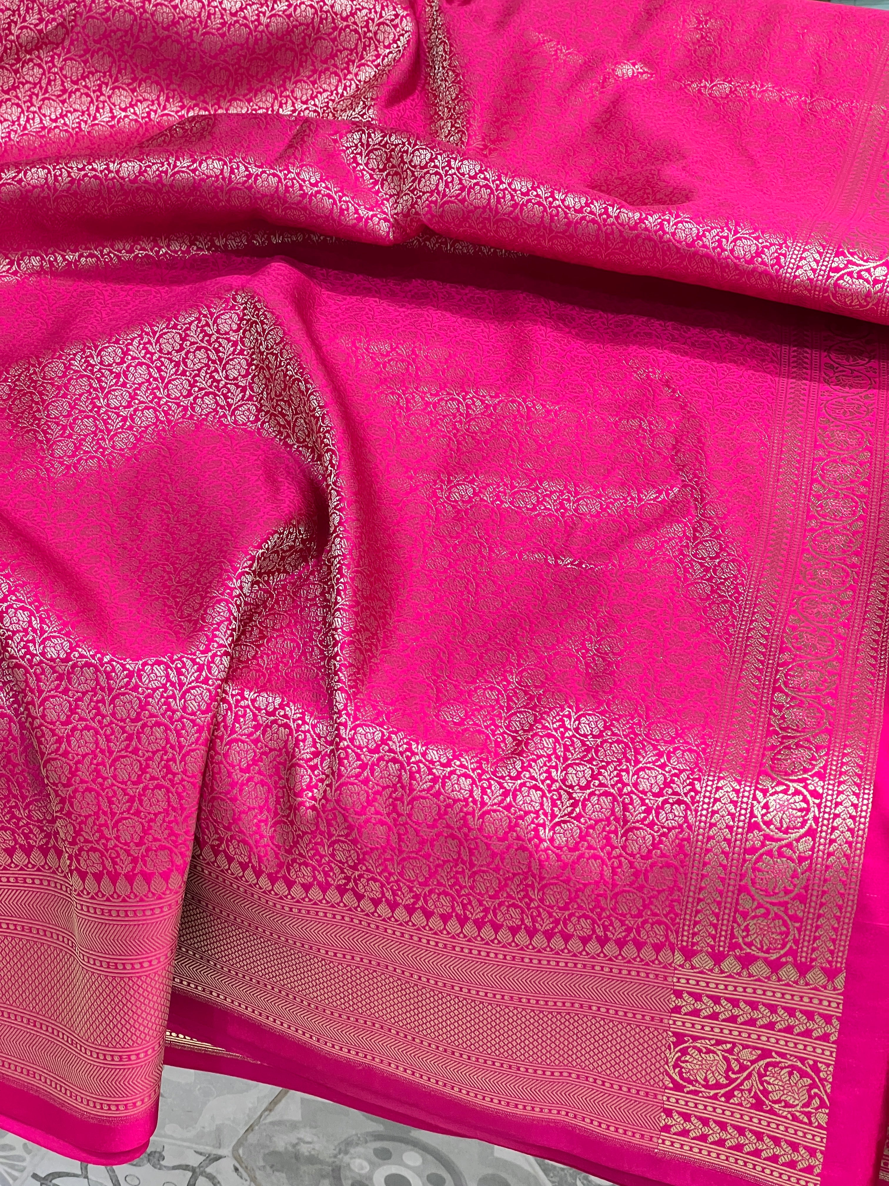 Rani Banarasi Silk Criss Cross Butti Saree
