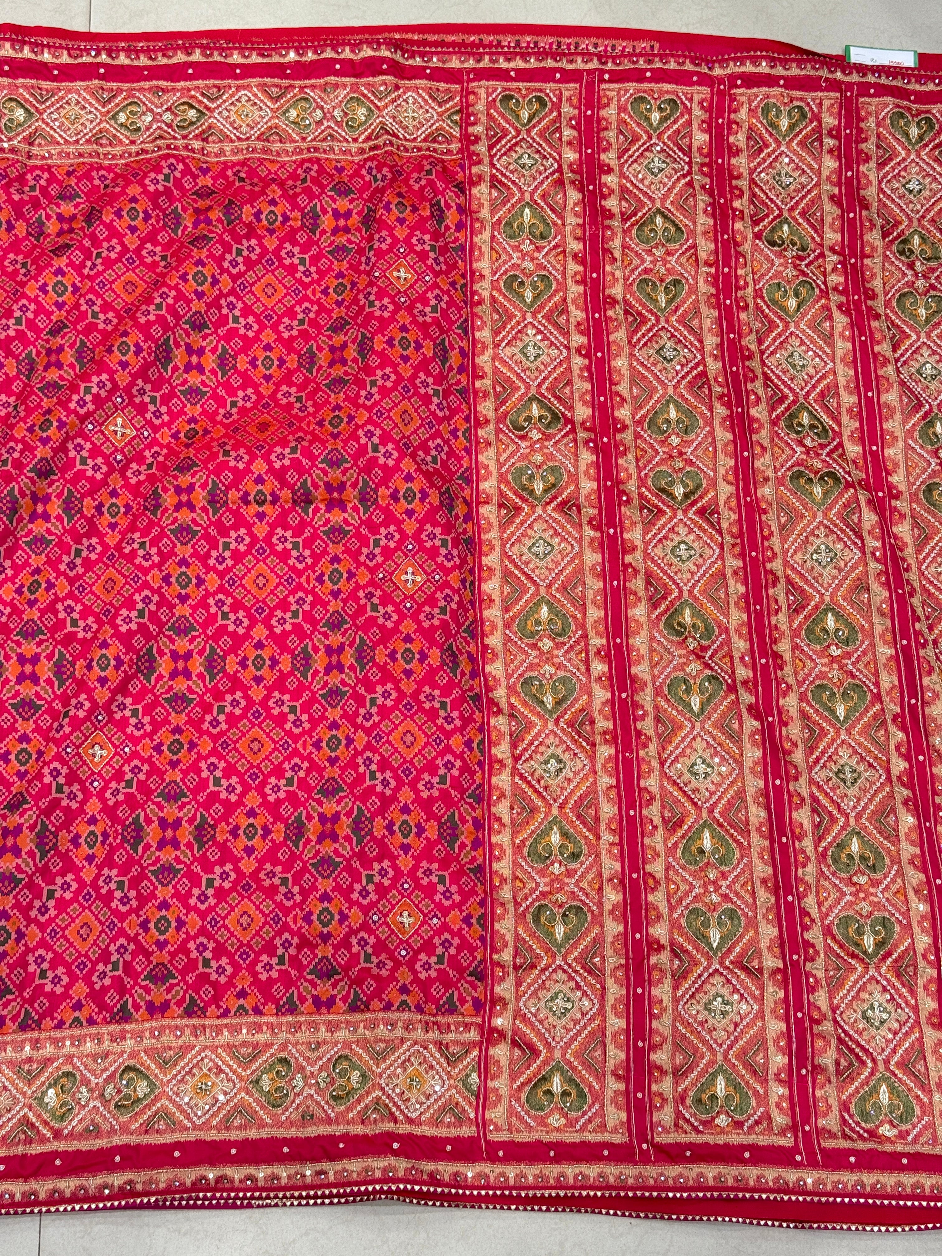 Rani Patola Ratan Bhat Hand Embroidery Saree