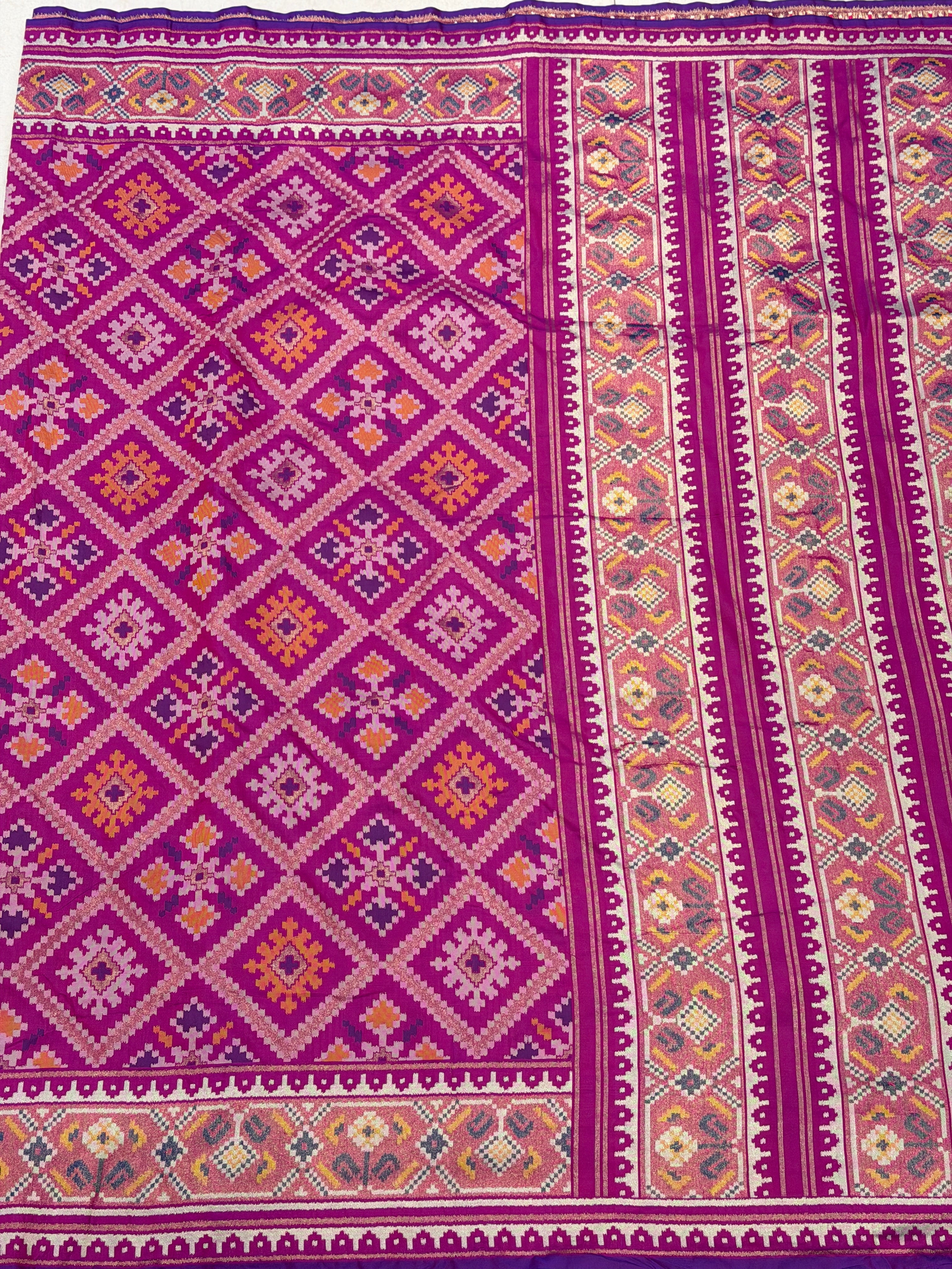 Violet Ratan Chowk Semi Silk Weaved Patan Patola Saree