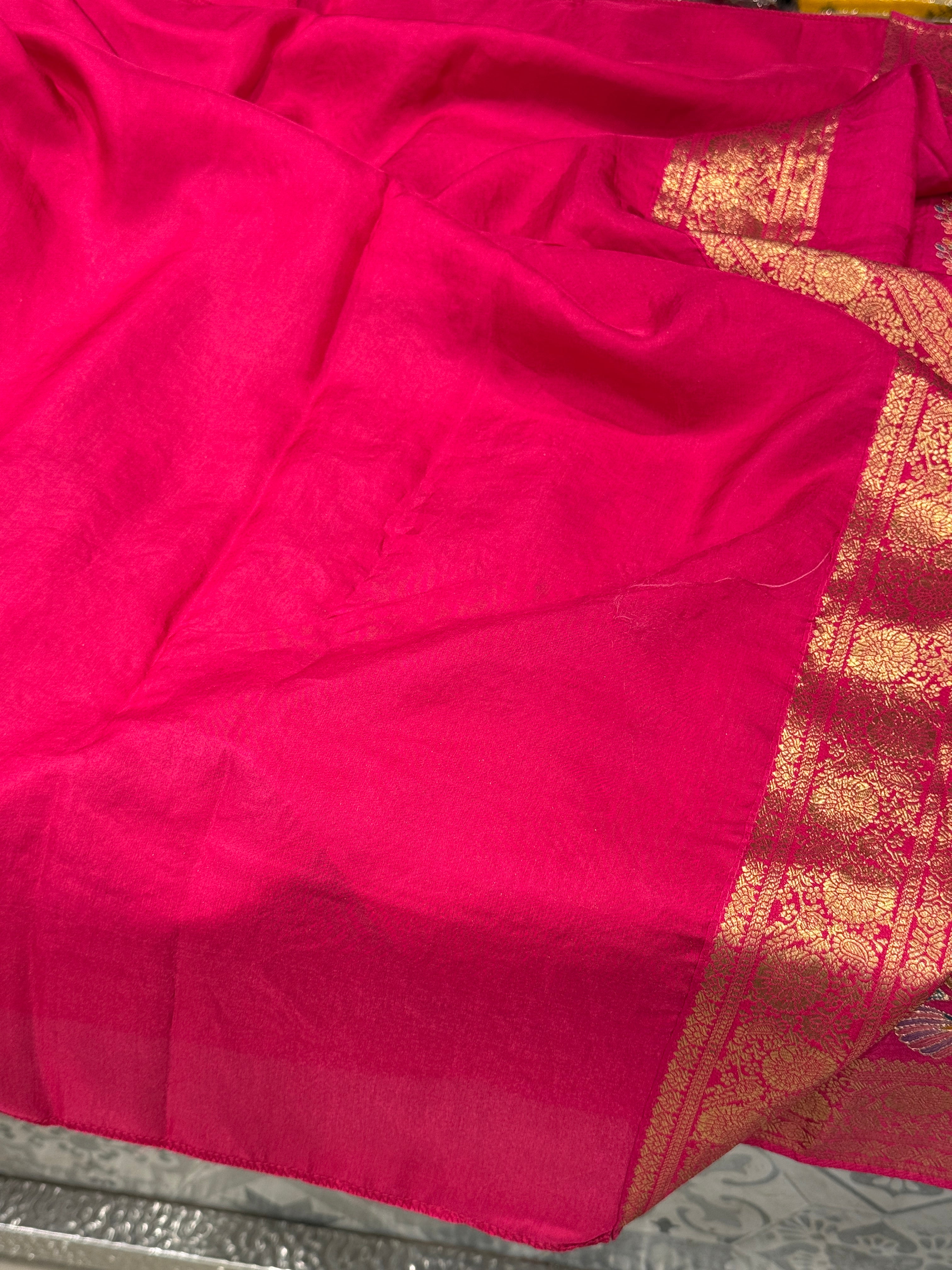 Rani Banarasi Munga With Pita Embroidery