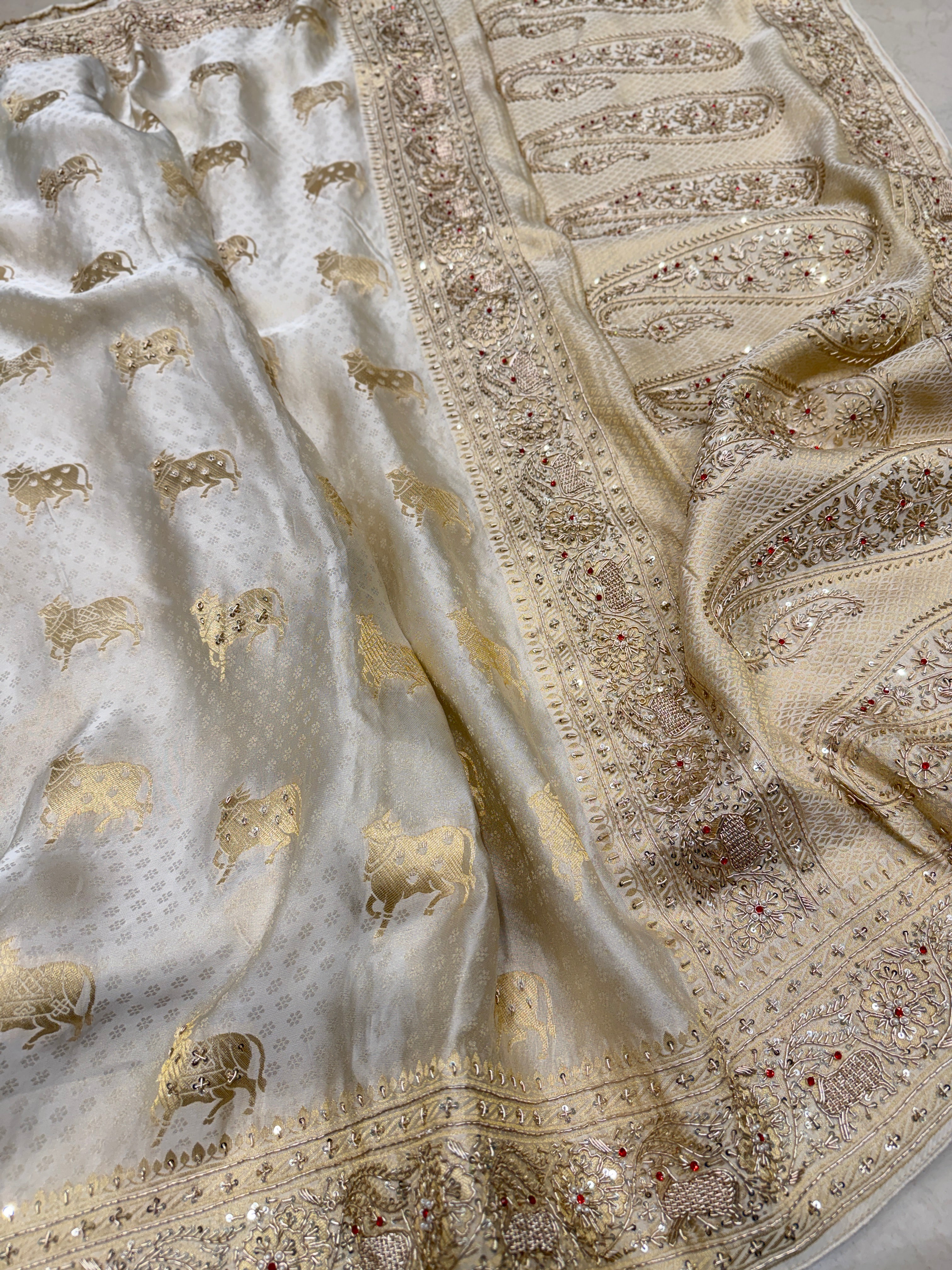 Nandi Edit Banarasi Crepe Tissue Zardodi Hand Embroidery Saree