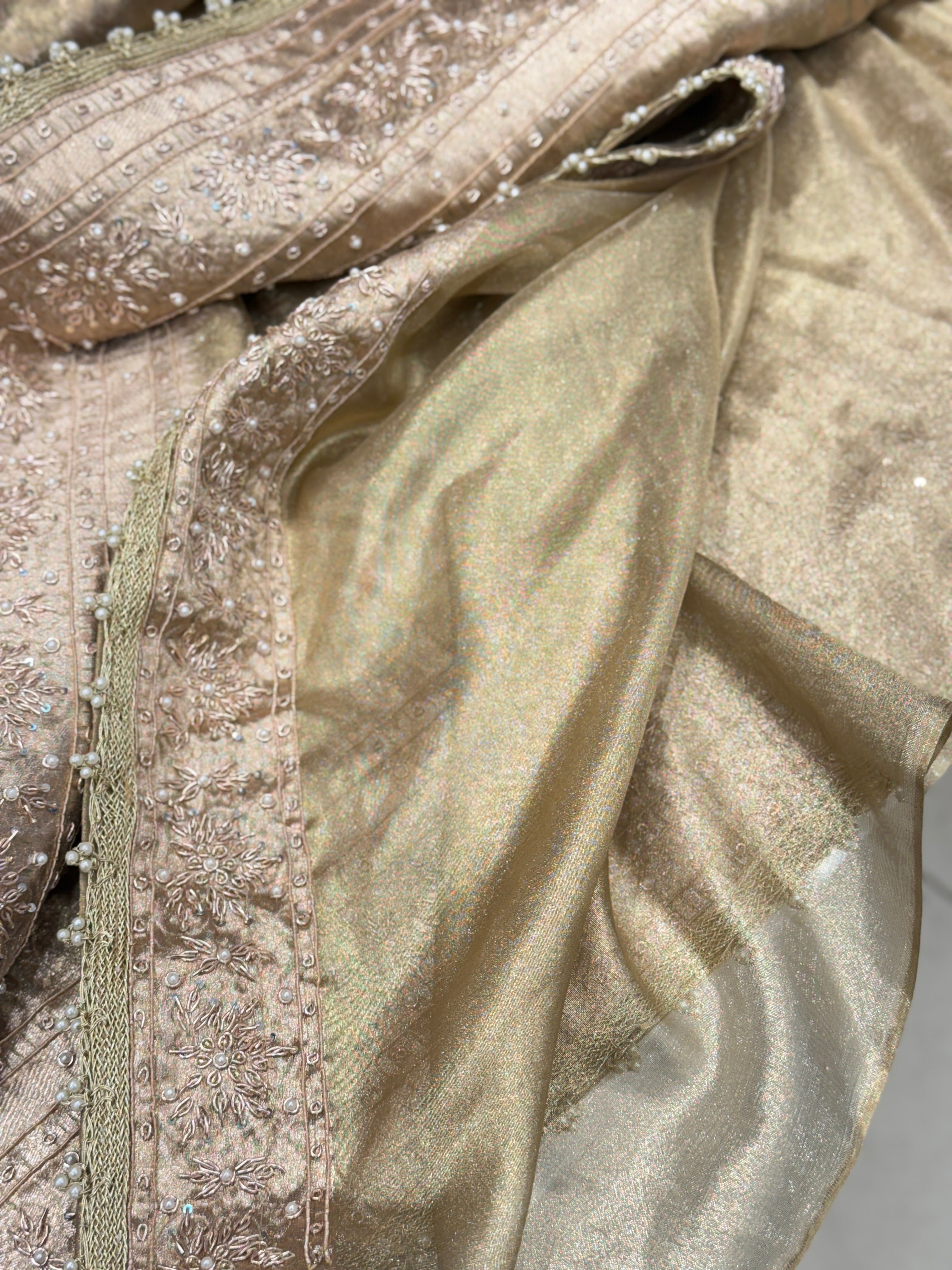 Golden Banarasi Tissue Zardosi Saree