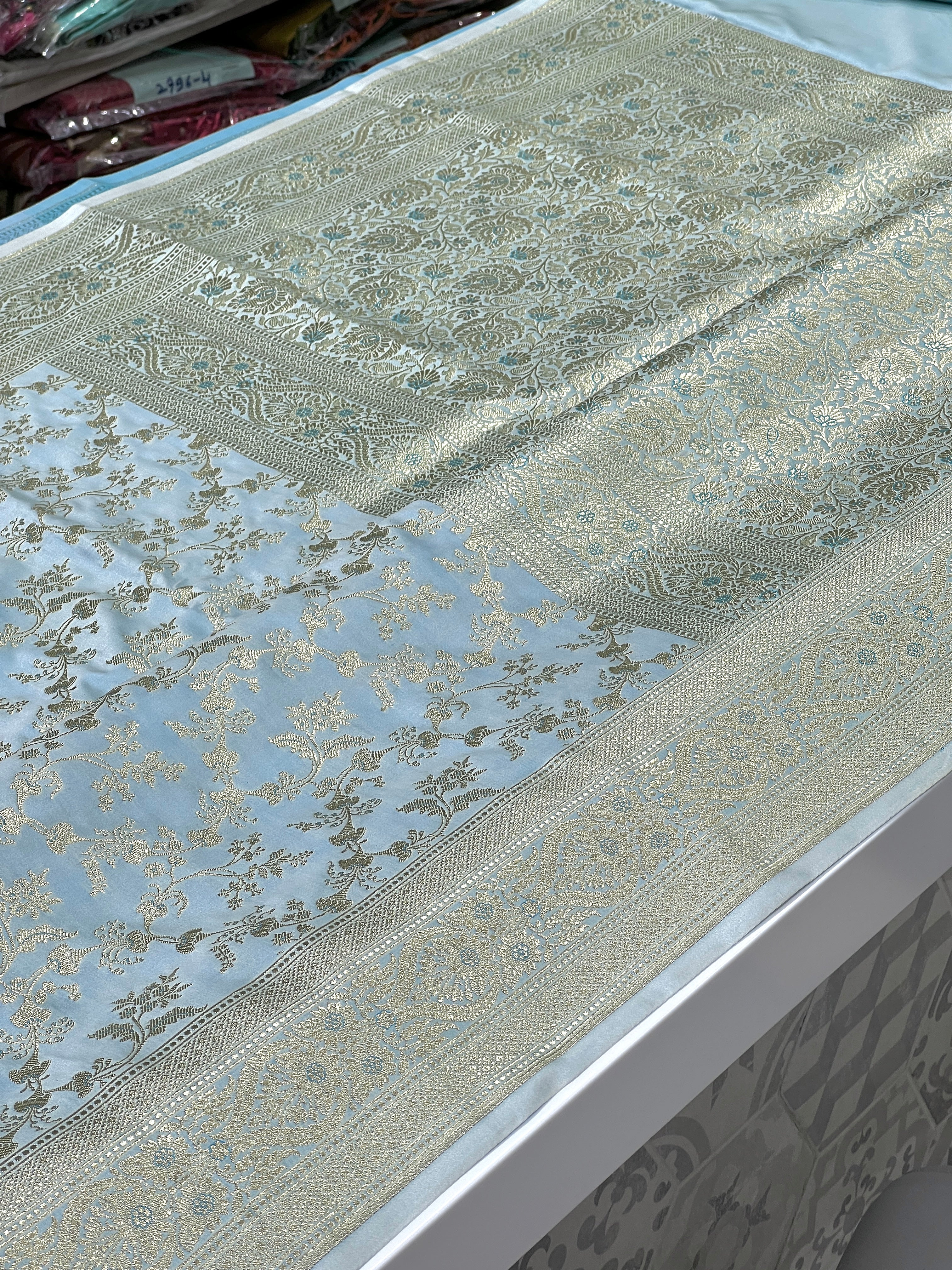 Blue Banarasi Silk Bloom Border Saree