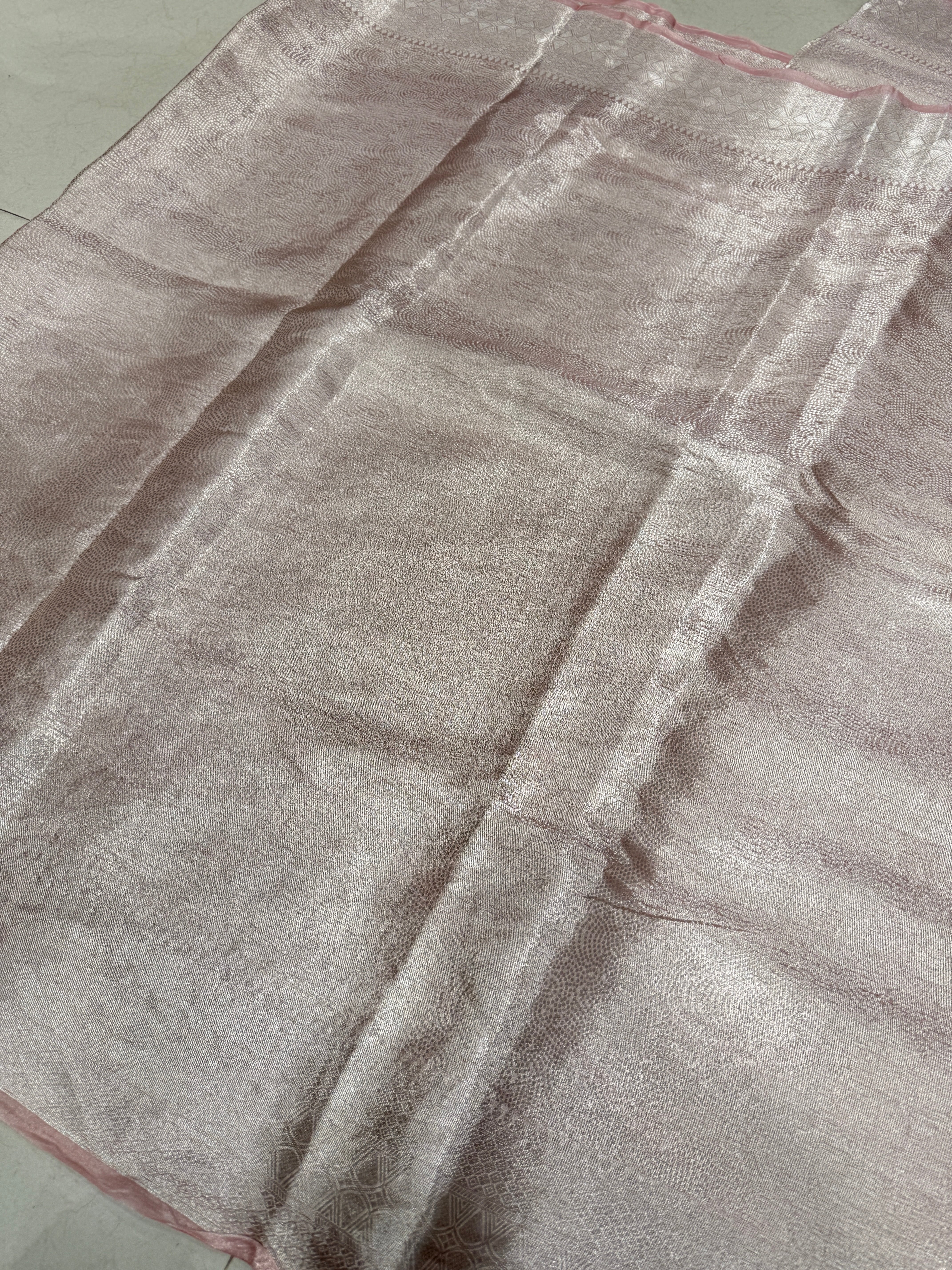 Crimson Silver Handloom Tissue Peacock Contemporary Resham Embroidery Saree