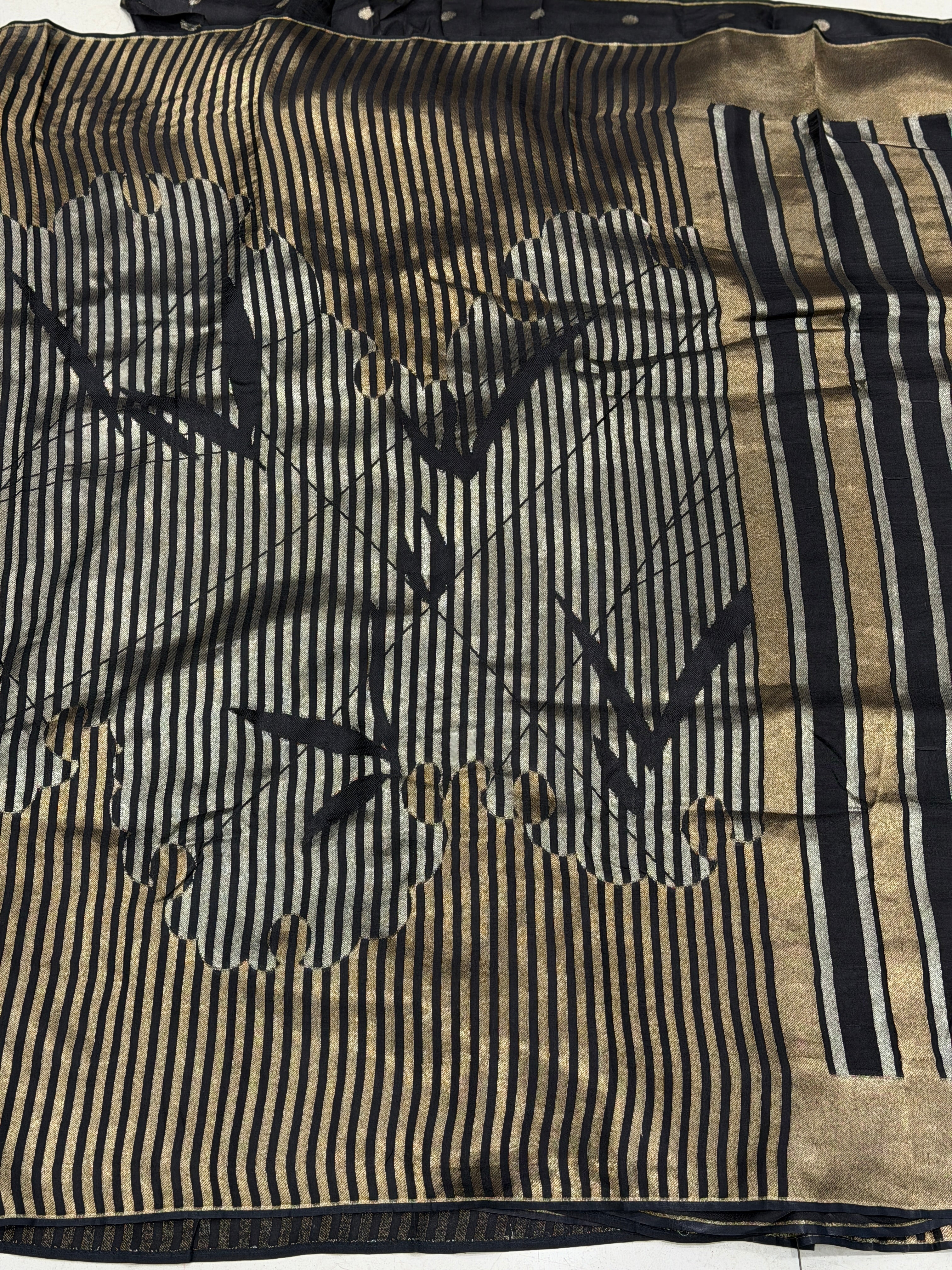 Black Contemporary Silver Golden Banarasi Munga Saree