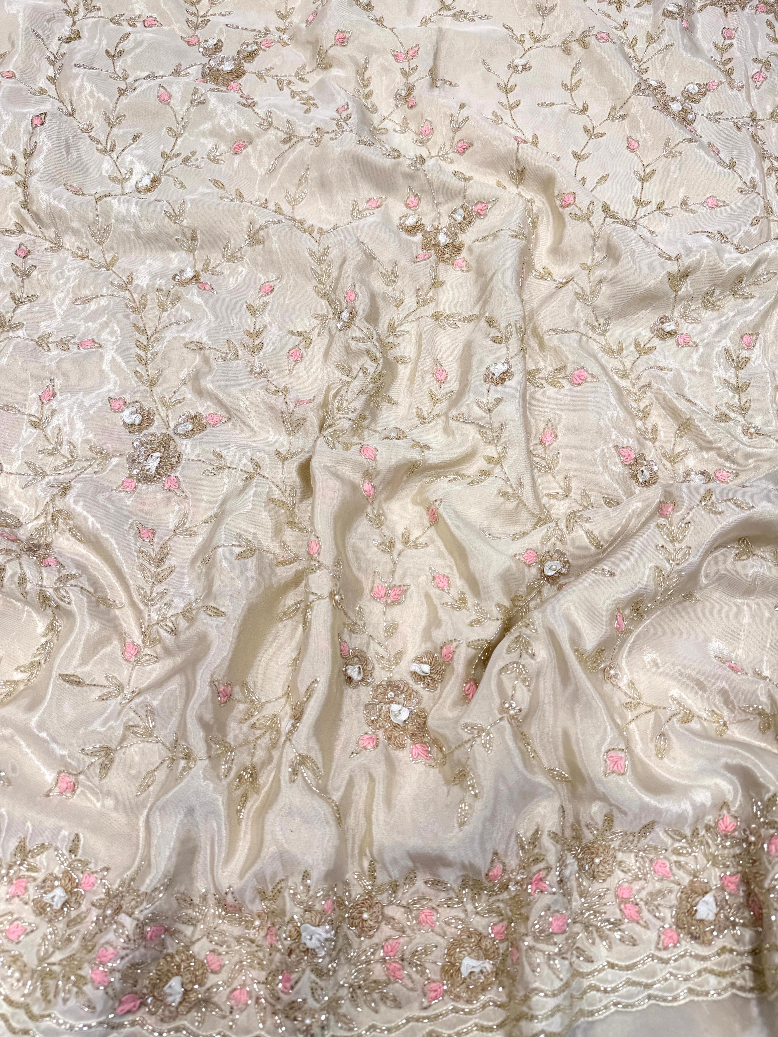 Crepe Tissue Embroidery Saree