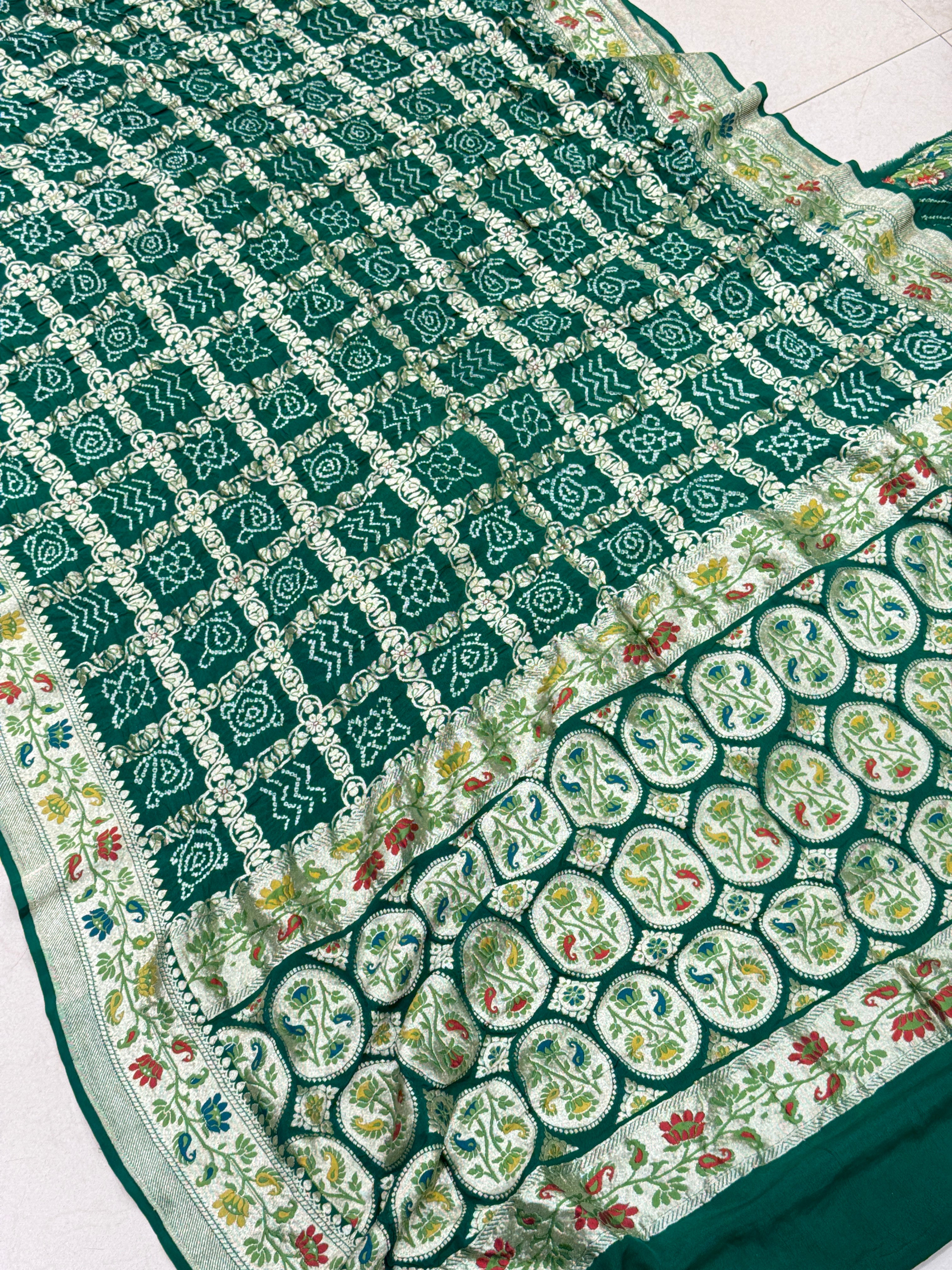 Bottle Meenakari Gharchola Bandhej Saree