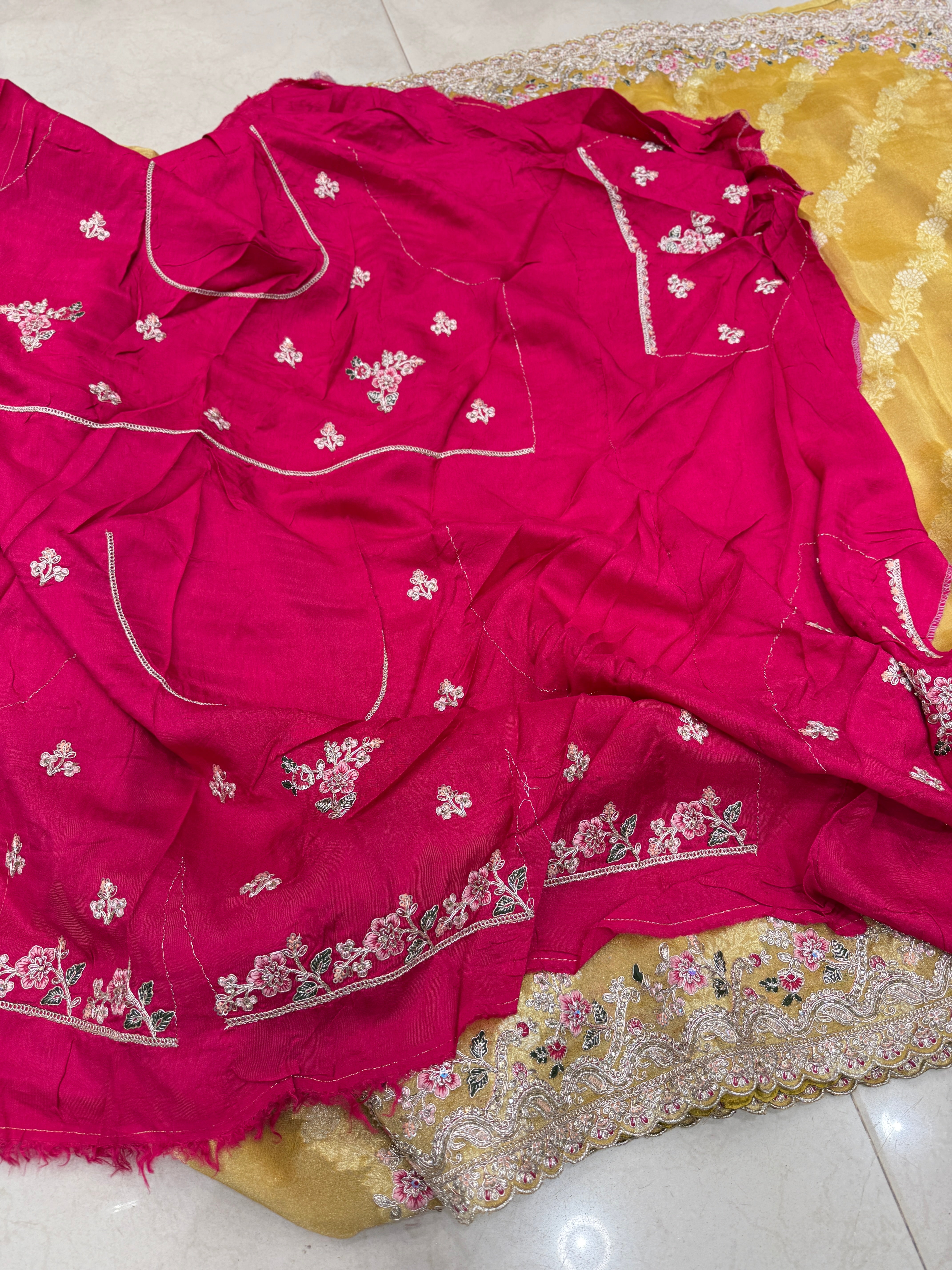 Yellow Tissue Weaved Resham Zari Embroidery Saree