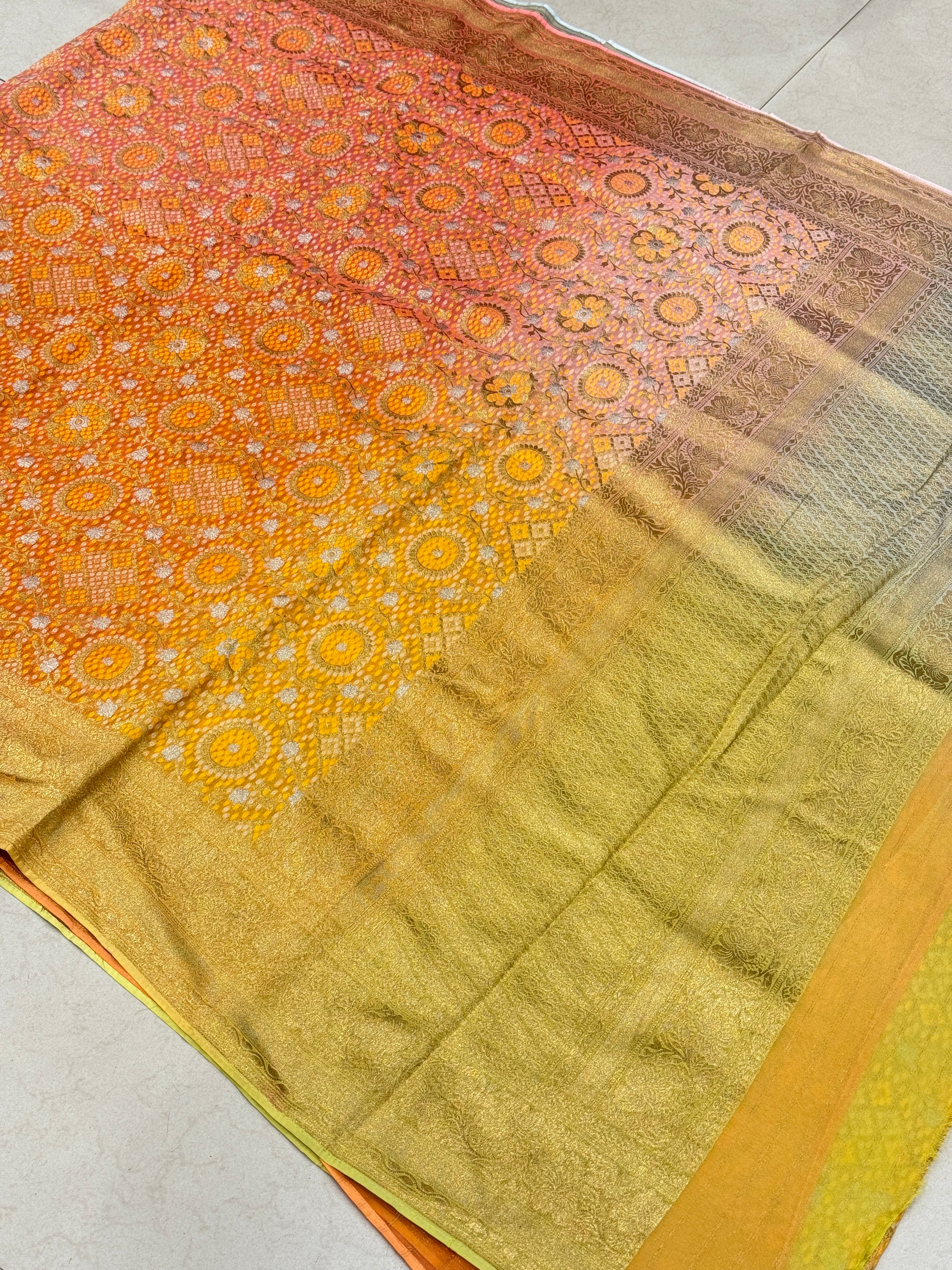 Six Shade Woven Bandhej Georgette Banarasi Saree