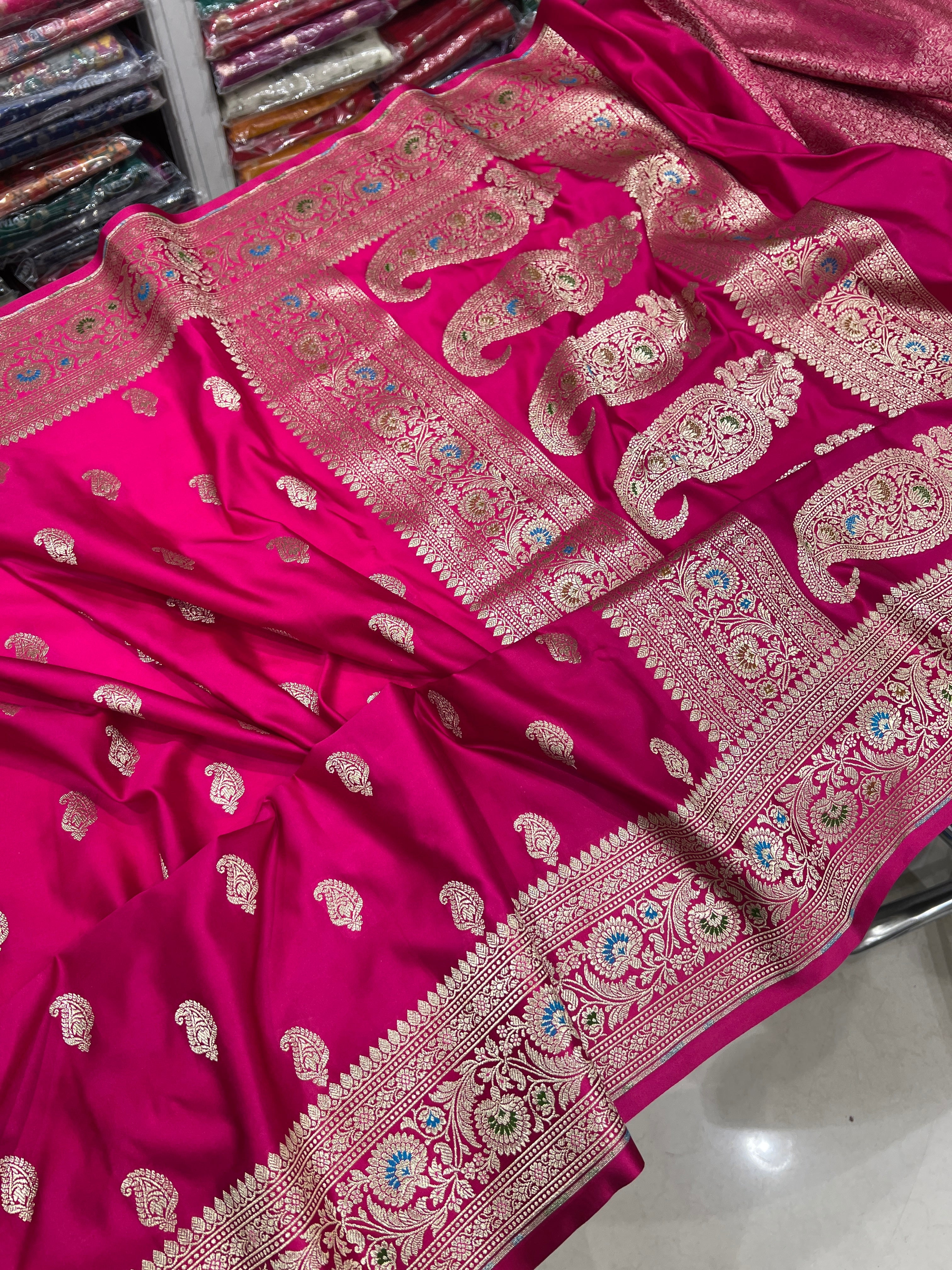 Rani Banarasi Meena Border Butti Saree
