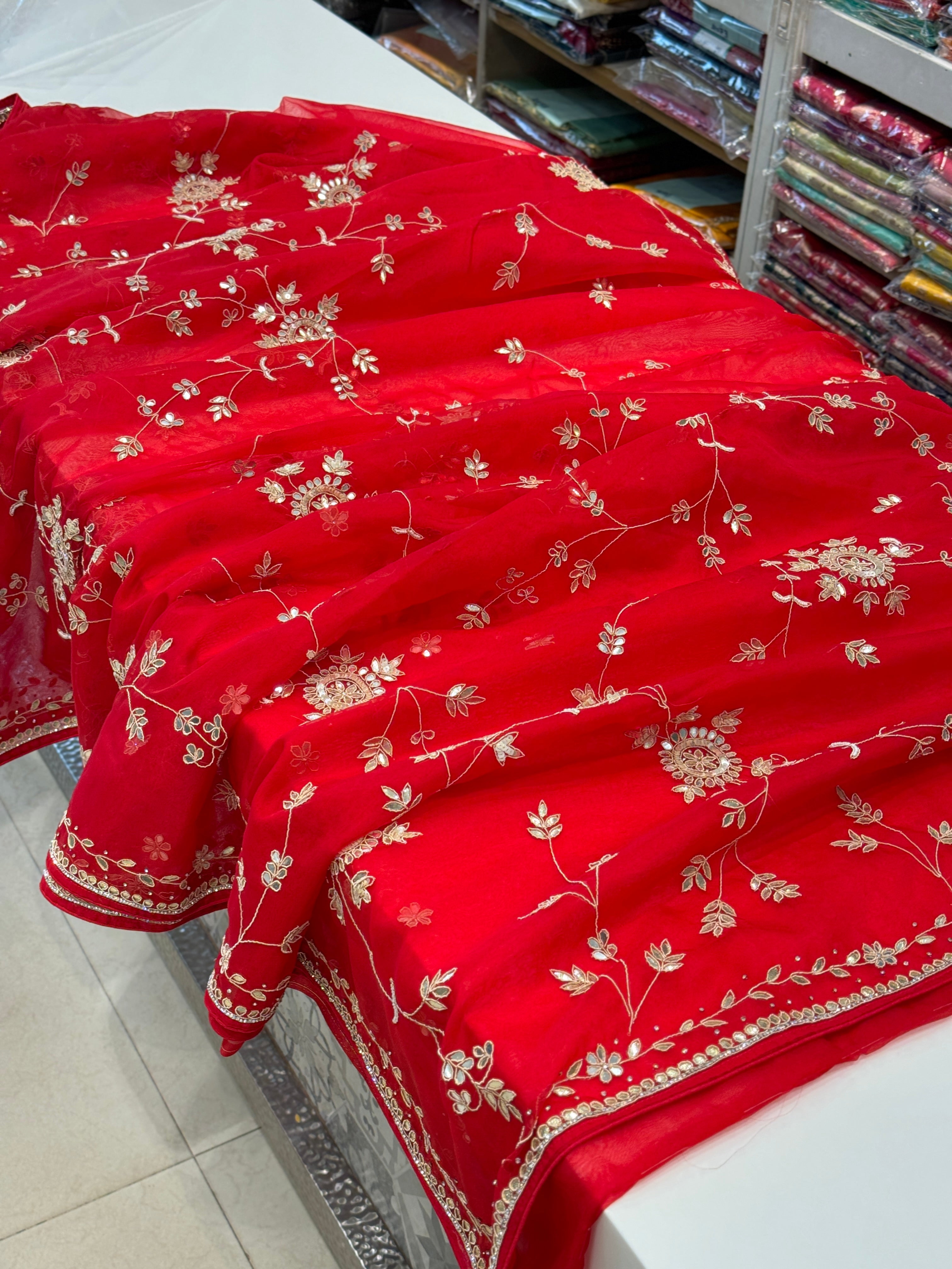 Red Organza Alia Bhatt Wedding Inspired Saree