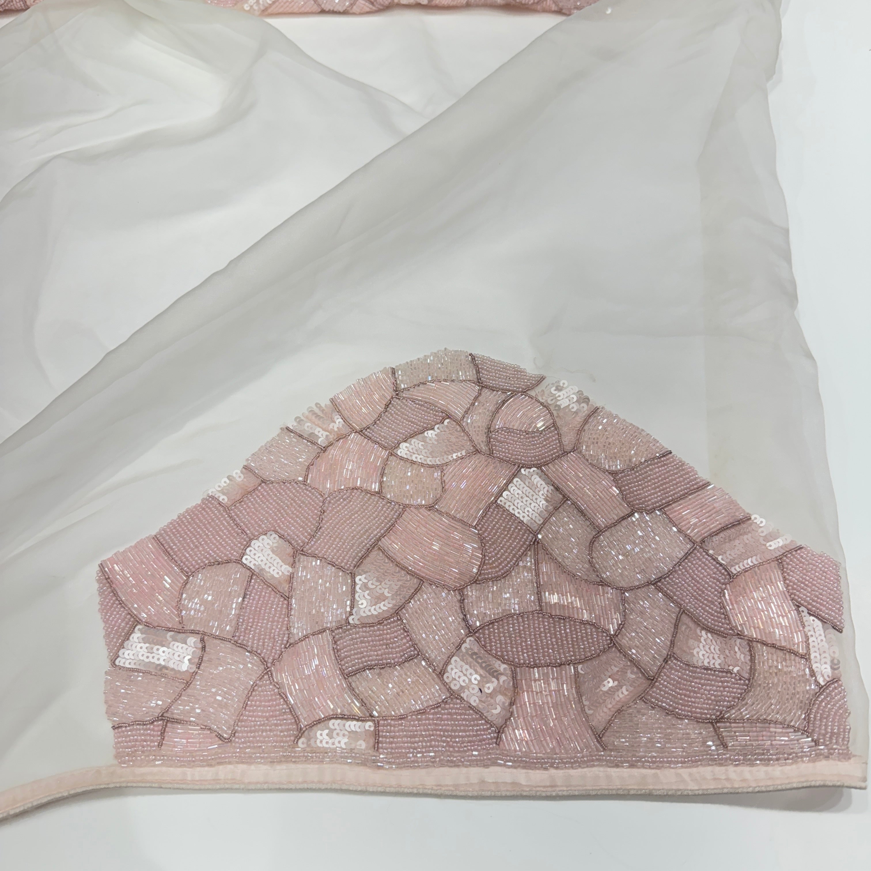 Baby Pink Hand Embroidery Organza Blouse Piece