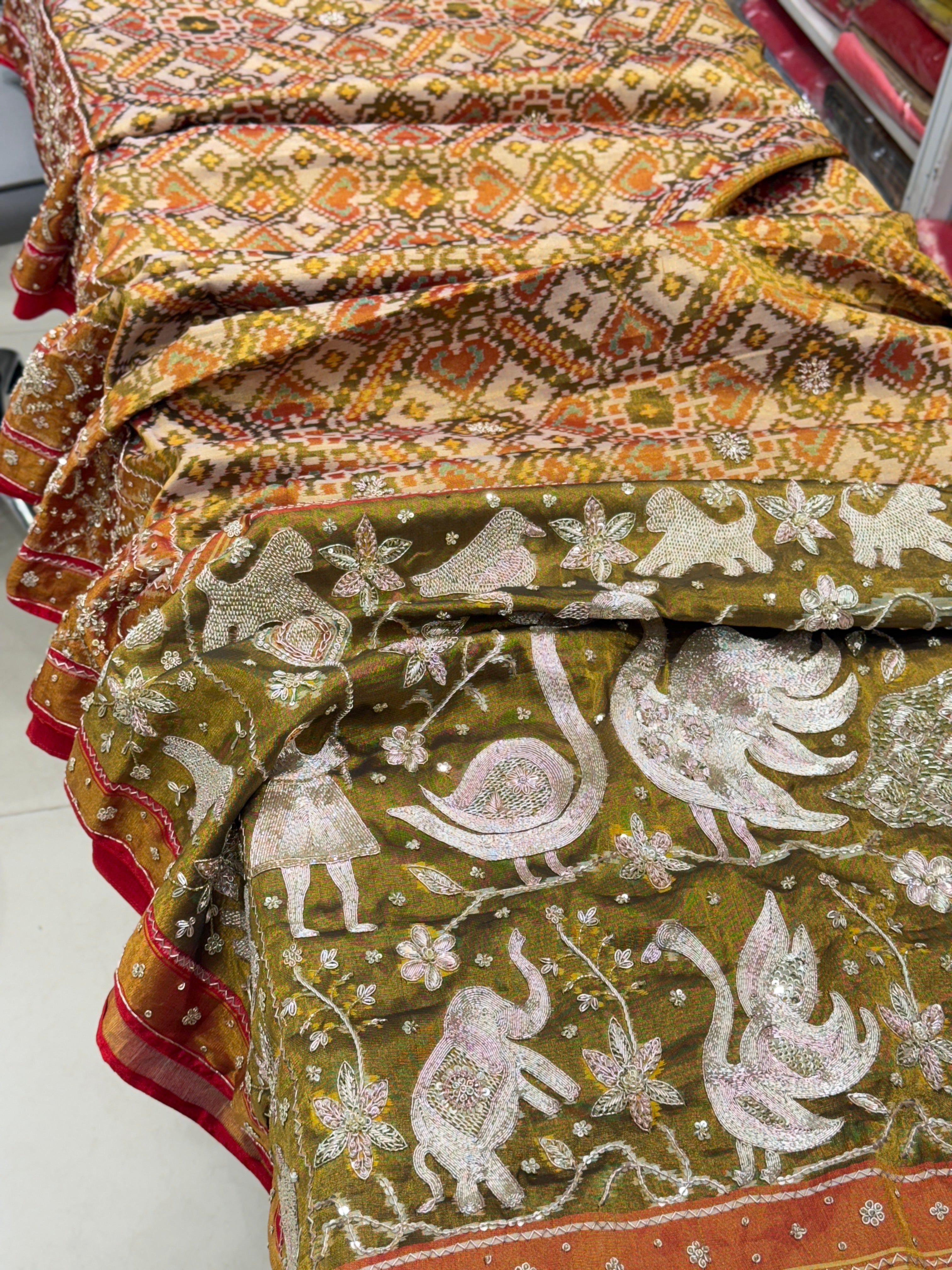 Handloom Patola Zardosi Hand Embroidery Saree