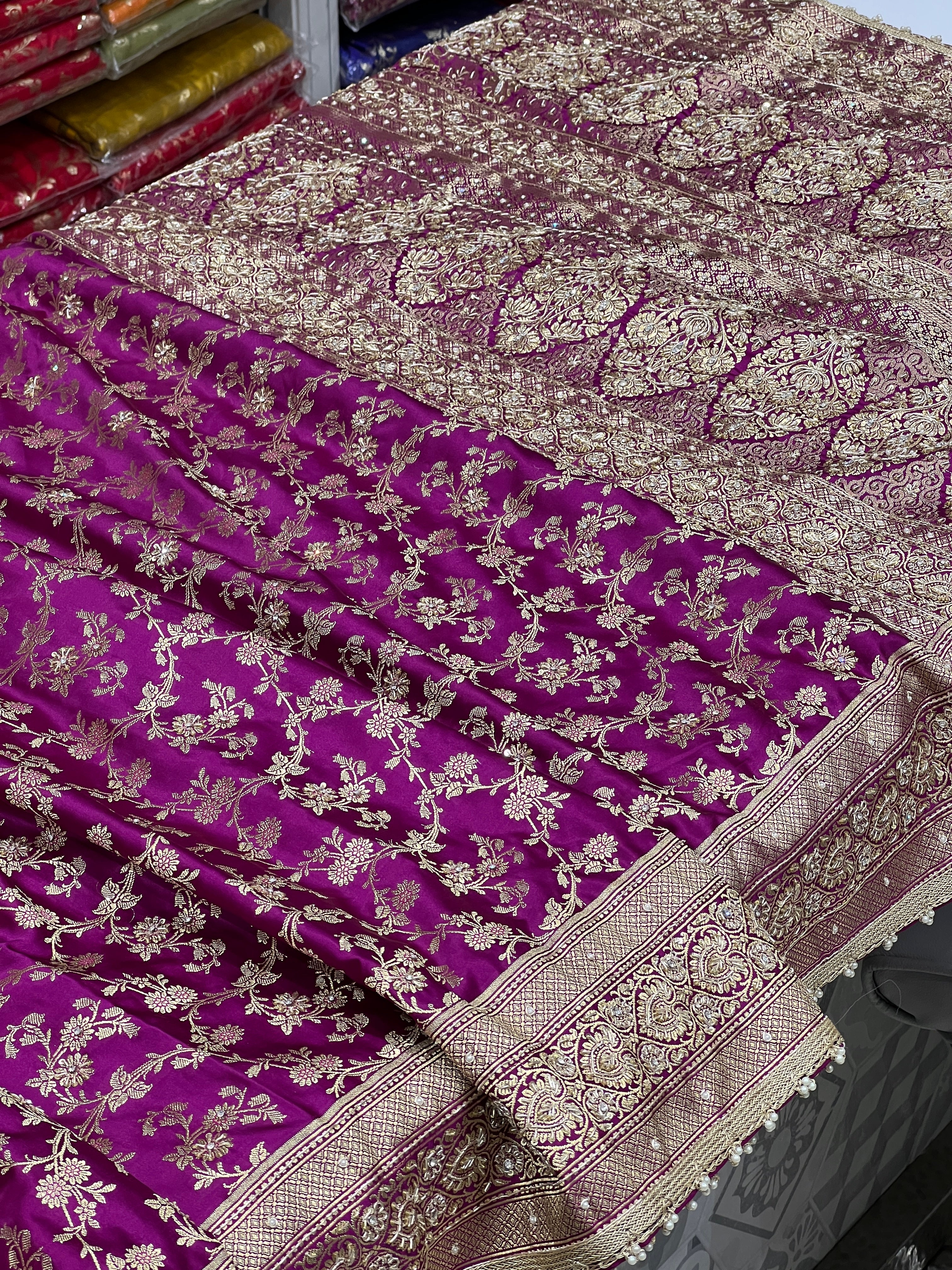 Violet Banarasi Small Jaal Hand Embroidery