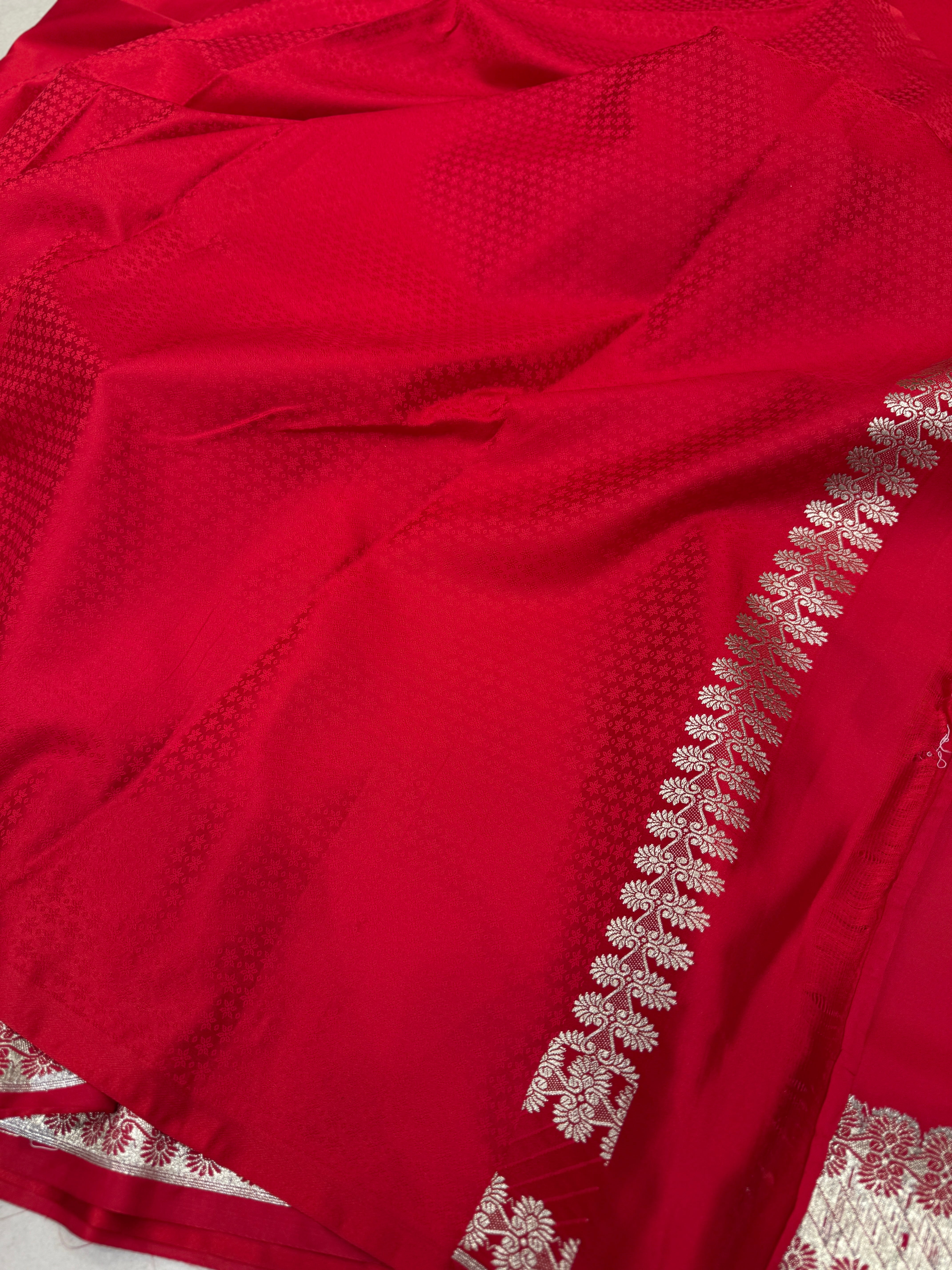Red Banarasi Big Sliver Butta Saree