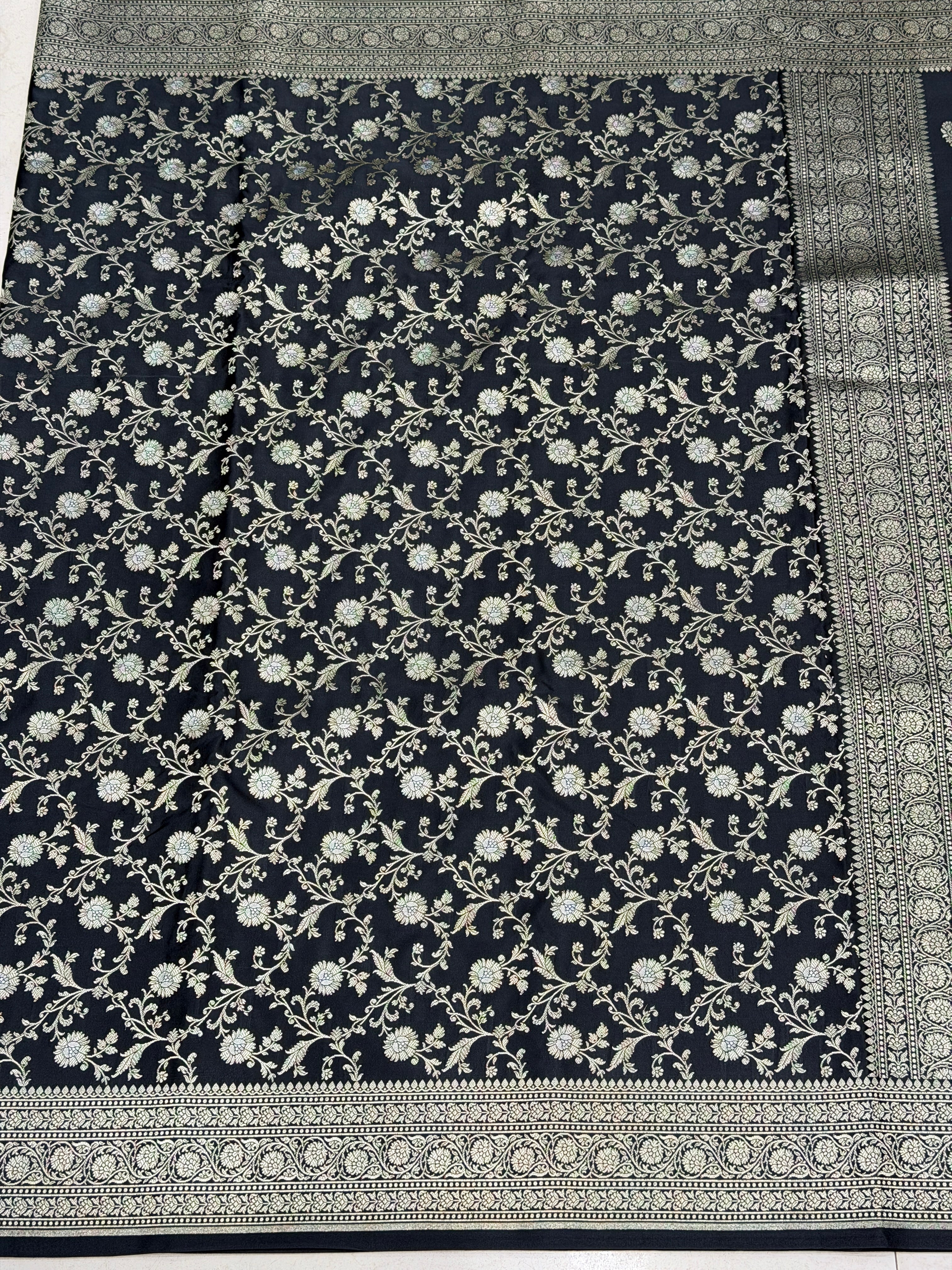 Black Sona Roopa Intricate Jaal Banarasi Silk Saree