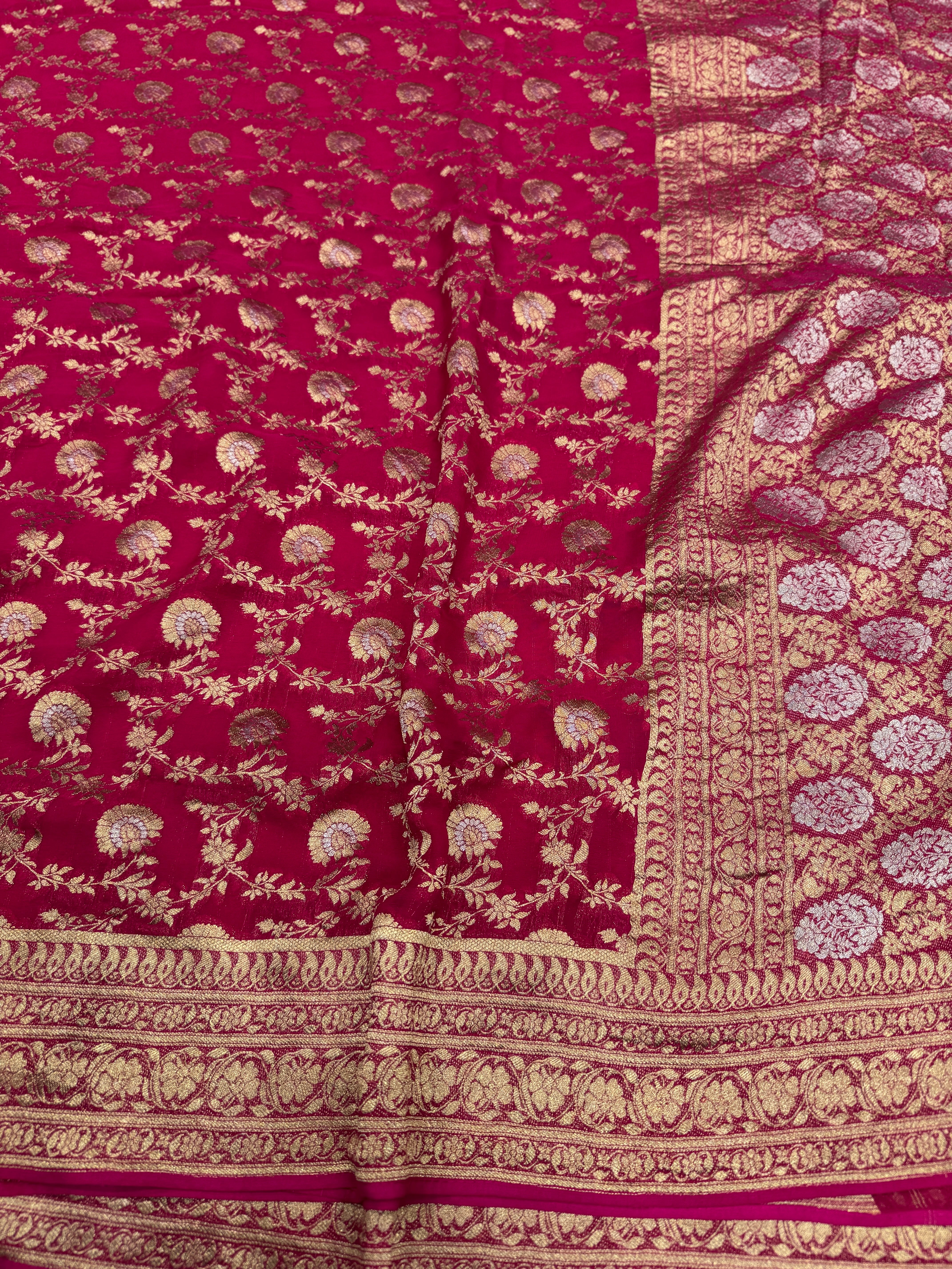 Rani Banarasi Georgette Golden Jaal Saree