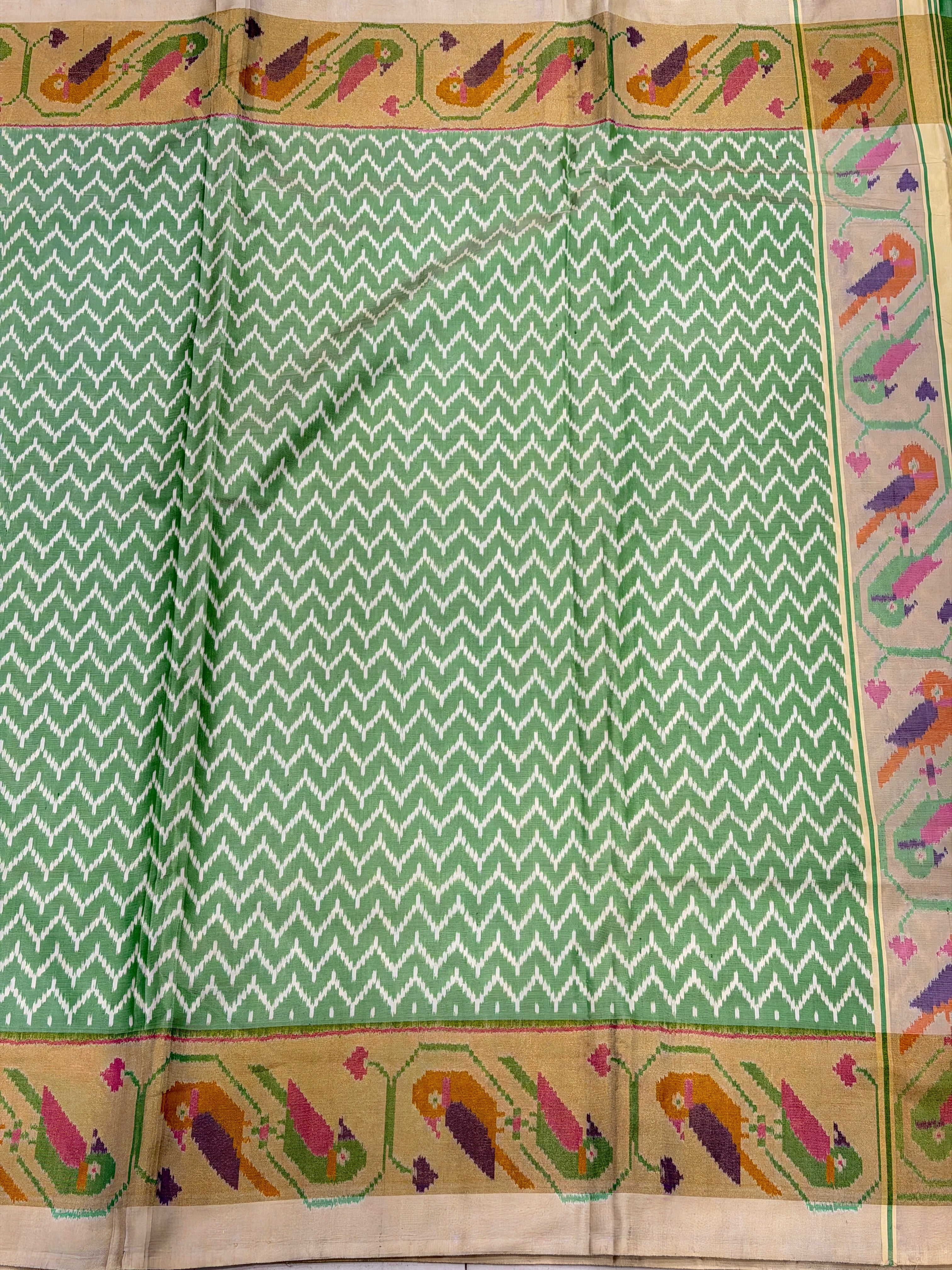 Pastel Green Contemporary Patan Patola Handloom Saree