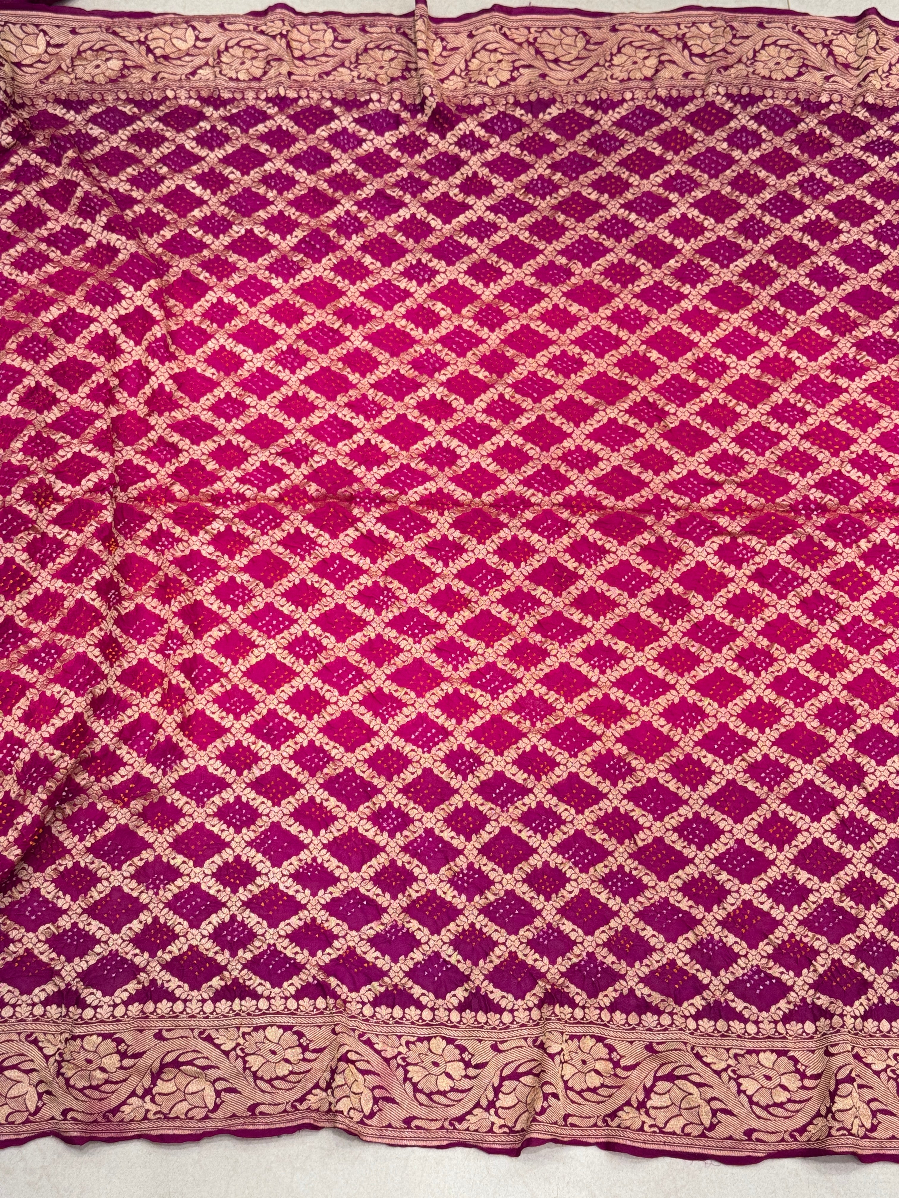Shaded Rani Purple Bandhej Bandhini Saree