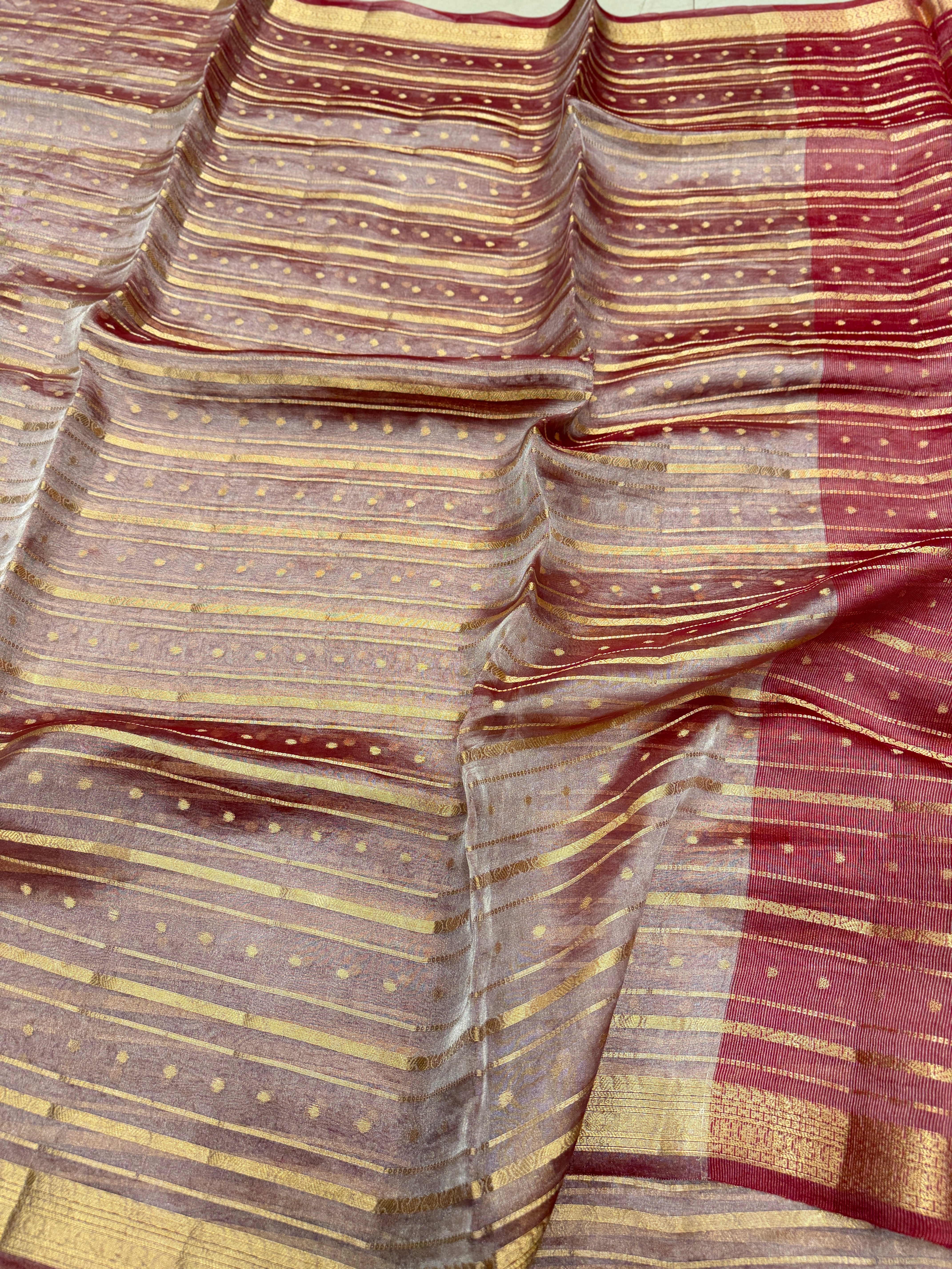 Red Contemporary Tissue Banarasi Weaved Saree