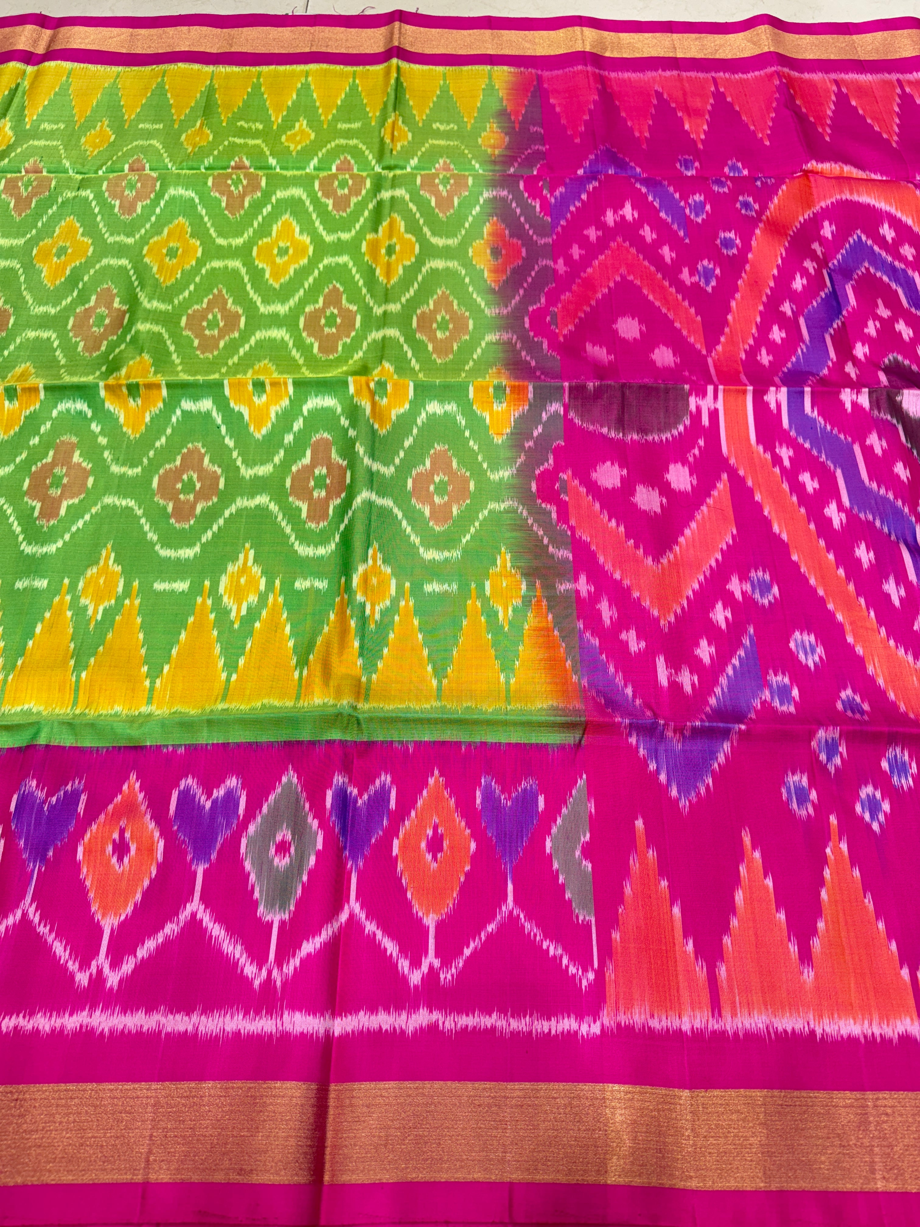 Mint Green Pochampally Ikat Patola Saree