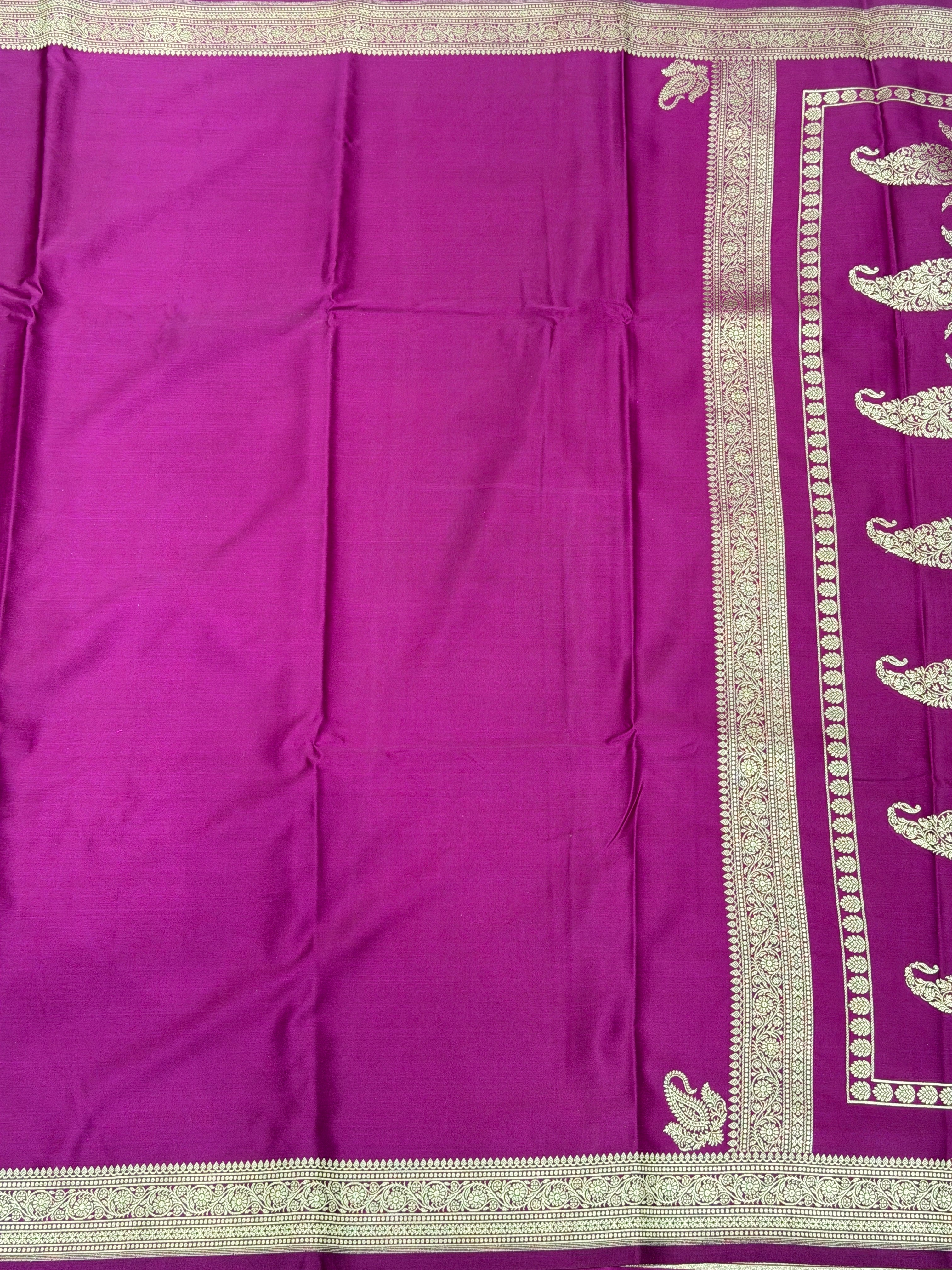 Wine Banarasi Raw Mango Style Banarasi Plain Silk Saree