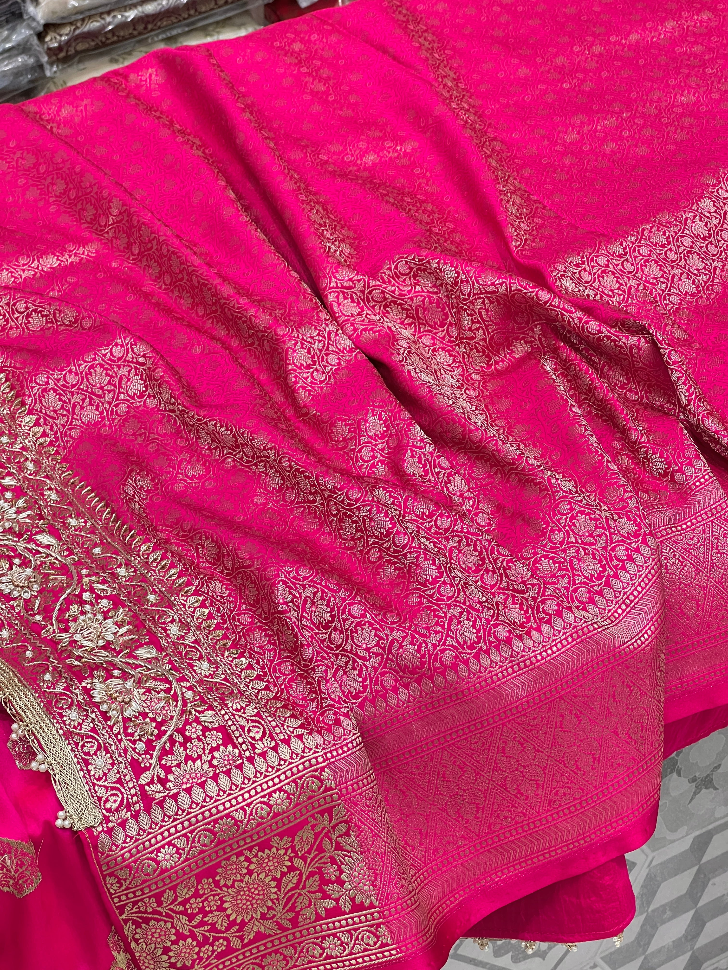 Rani Banarasi Silk Butti Zardozi Saree