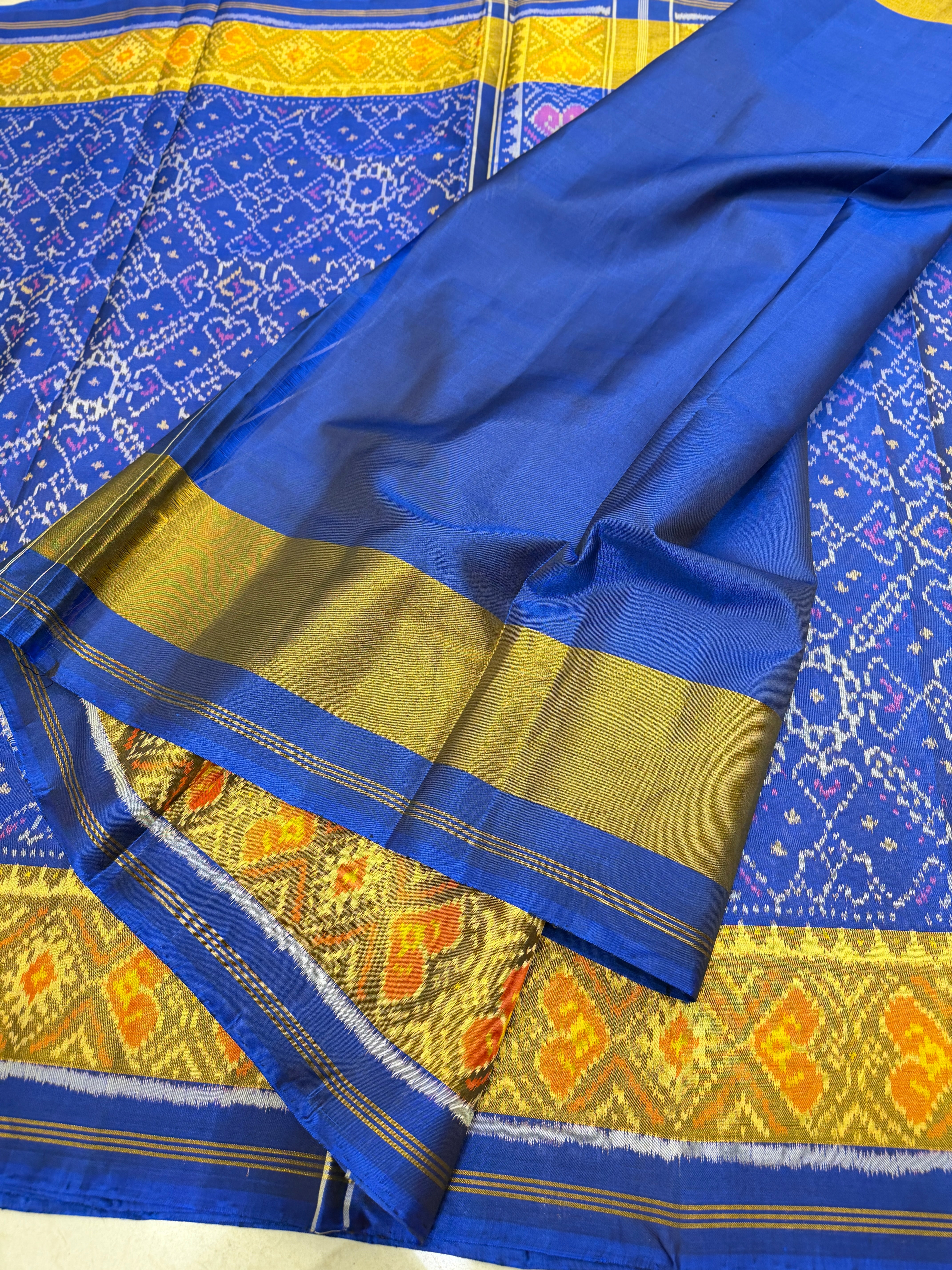 Blue Manek Chowk Pure Silk Patan Patola Handloom Saree