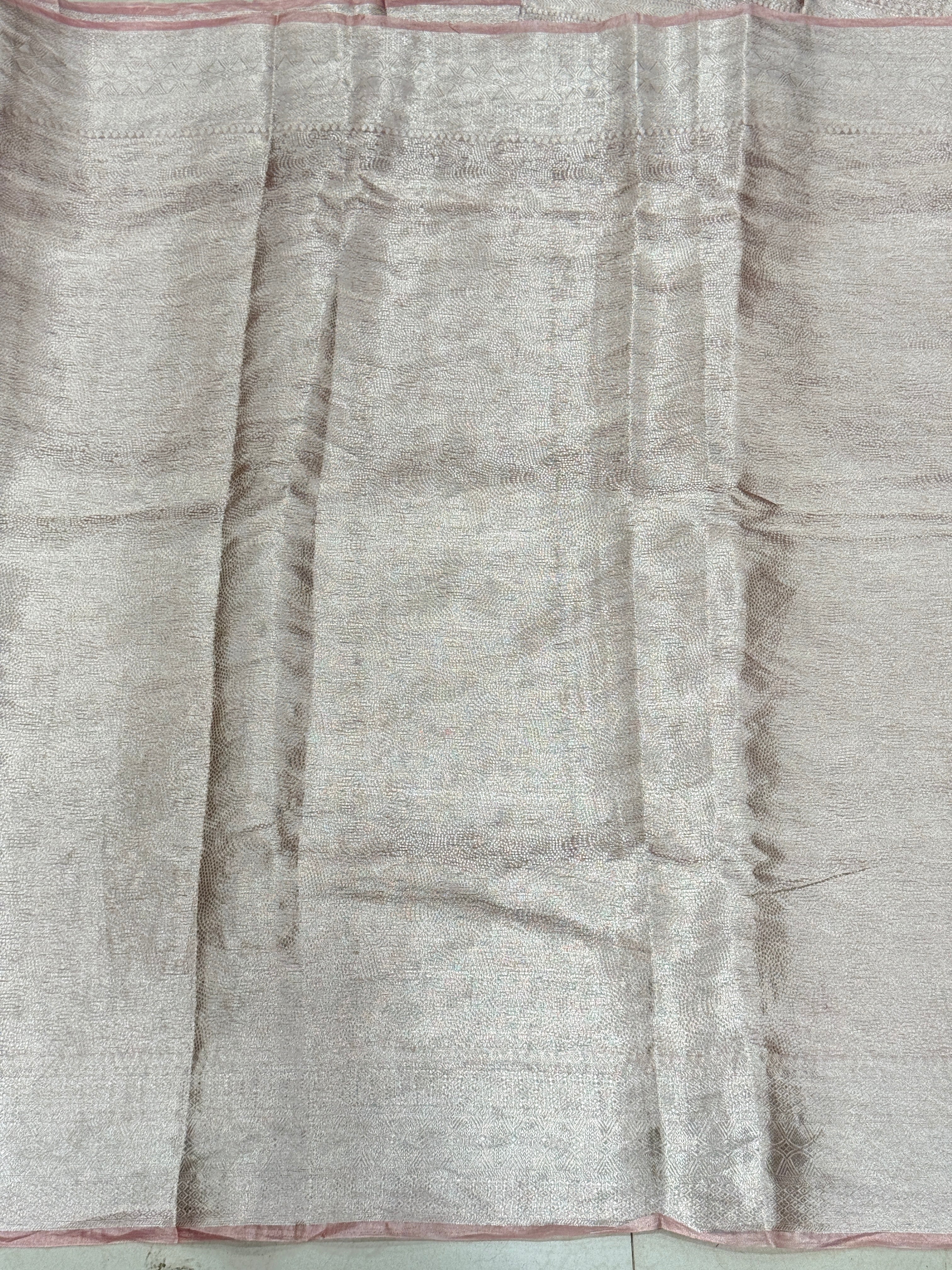 Crimson Silver Handloom Tissue Peacock Contemporary Resham Embroidery Saree