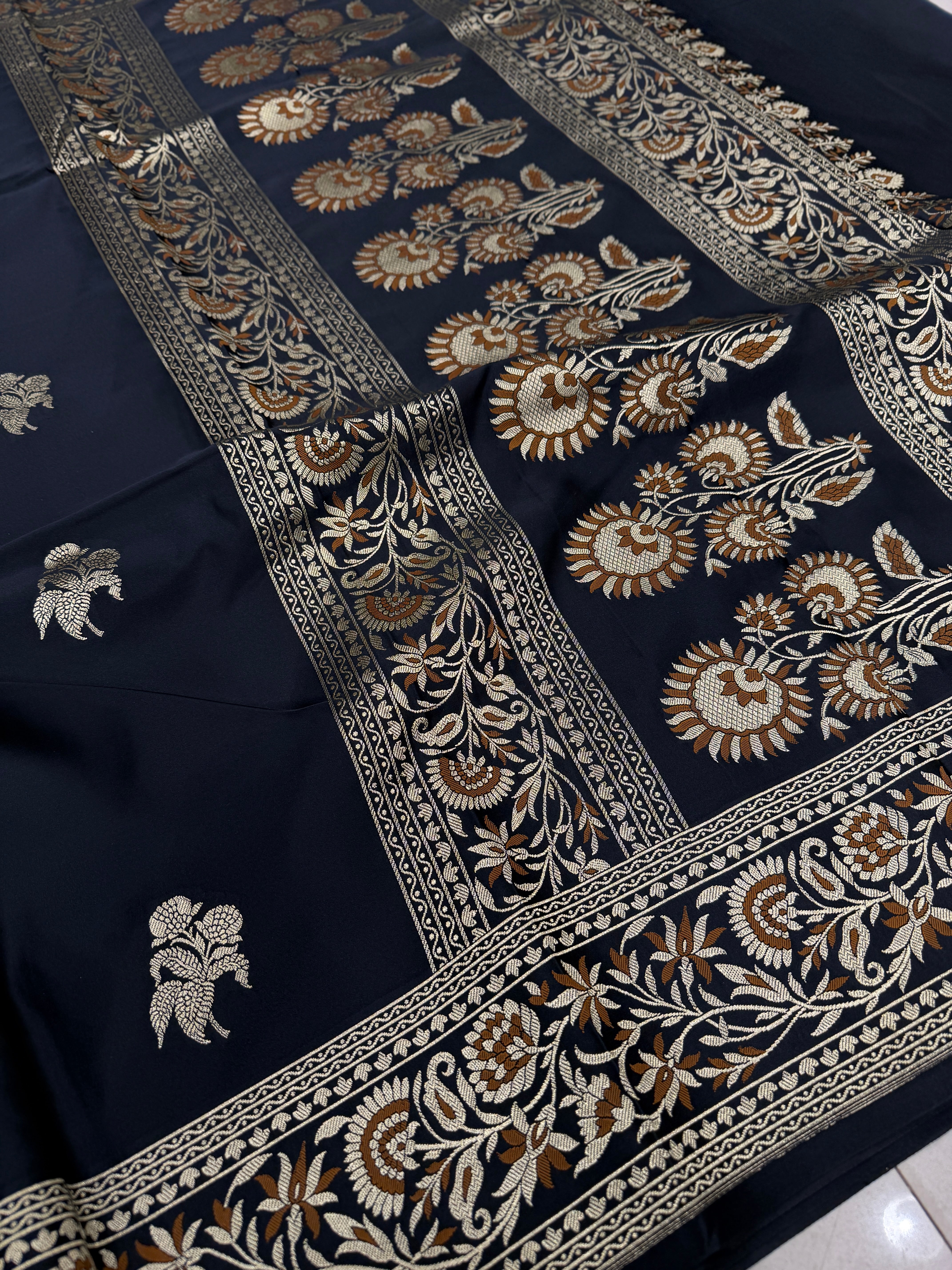 Black Rose Edit Banarasi Silk Meenakari Saree