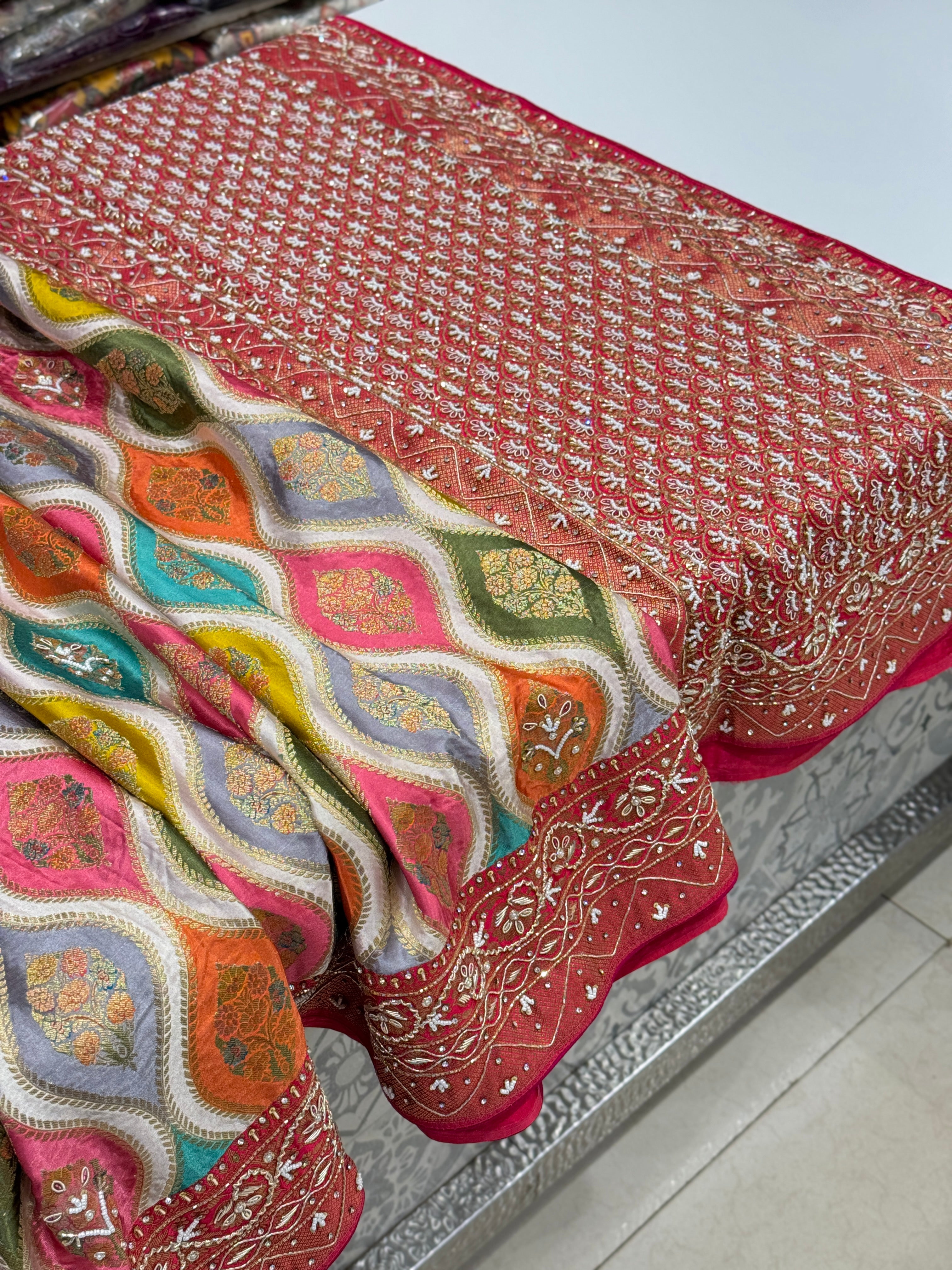 Banarasi Modal Rangkat Hand Embroidery Saree