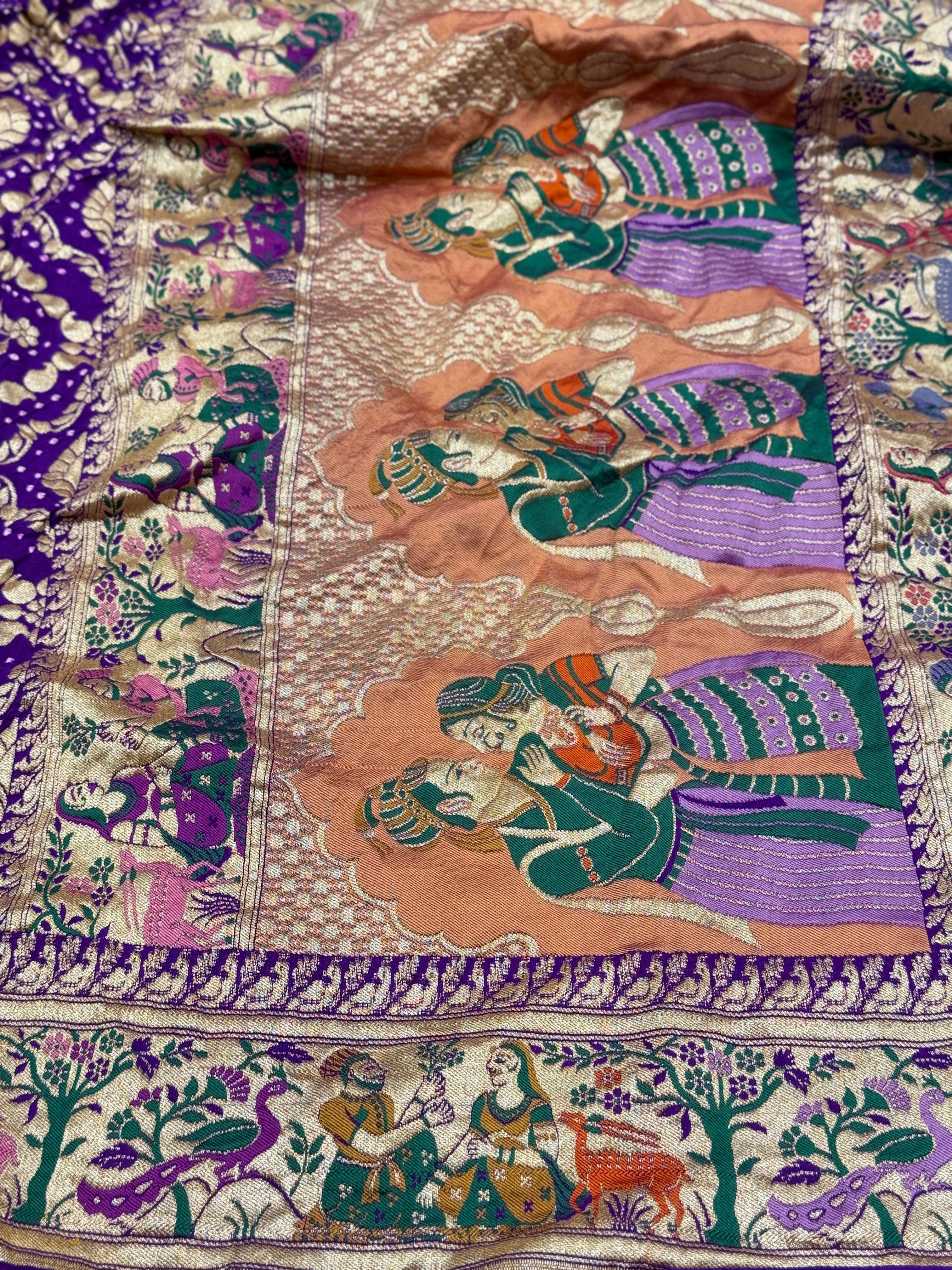 Violet Meenakari Rai Forest Theme Bandhej Saree